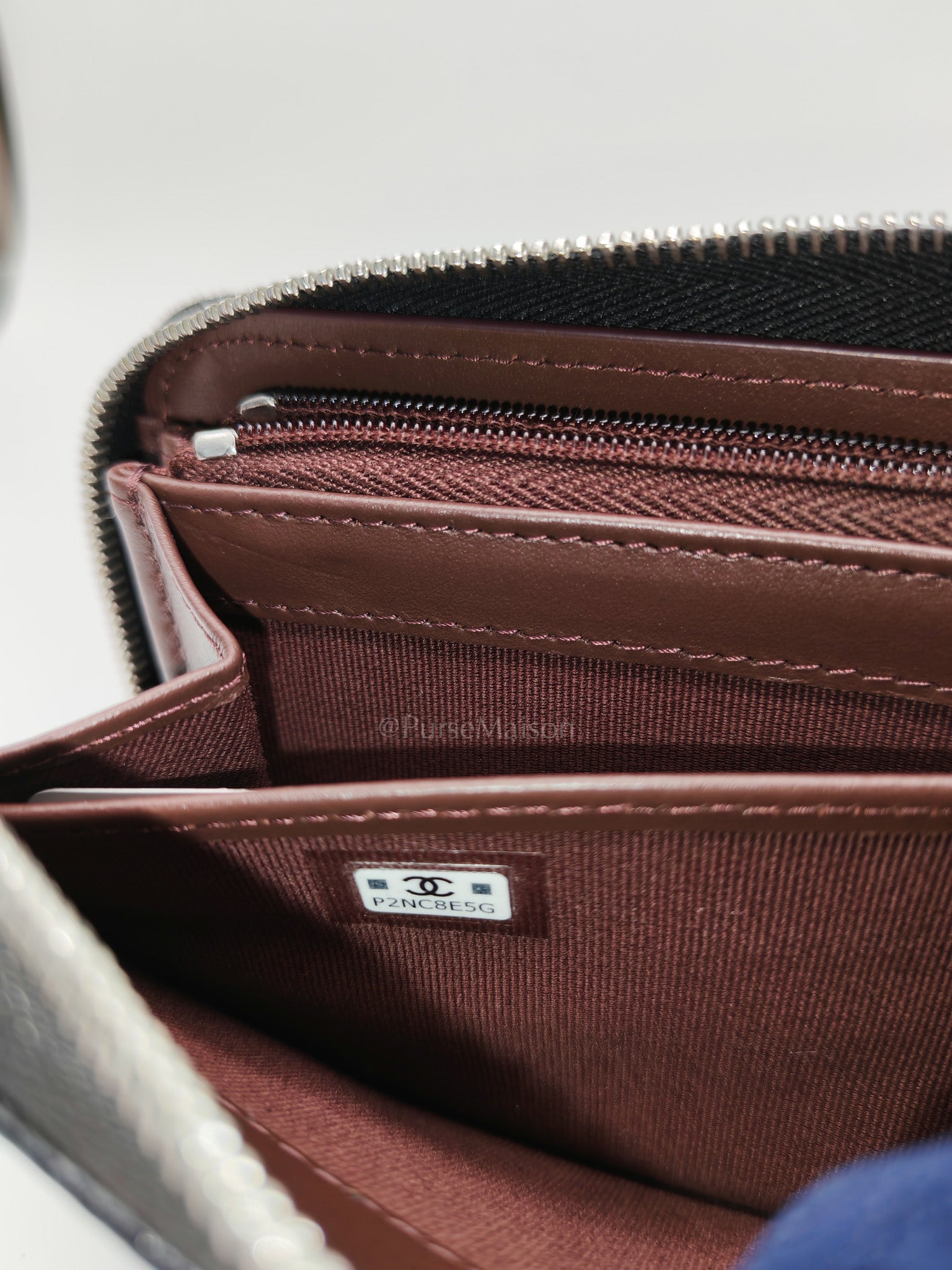 Classic Long Zipped Wallet in Black Caviar Leather & Palladium Hardware Microchip