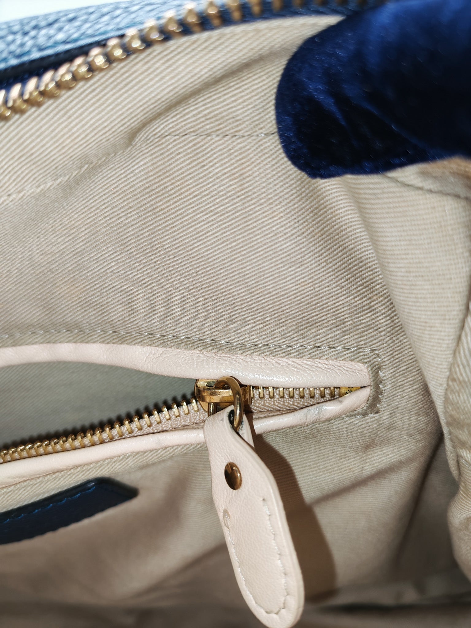 Paraty Top Handle Shoulder Bag in Navy Blue Calfskin Leather & Gold Hardware