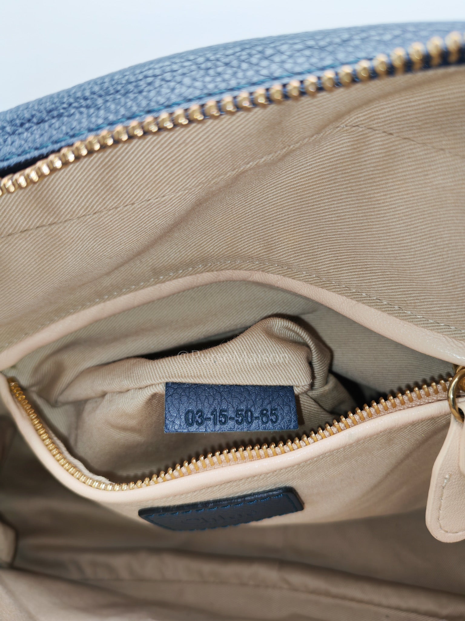 Paraty Top Handle Shoulder Bag in Navy Blue Calfskin Leather & Gold Hardware