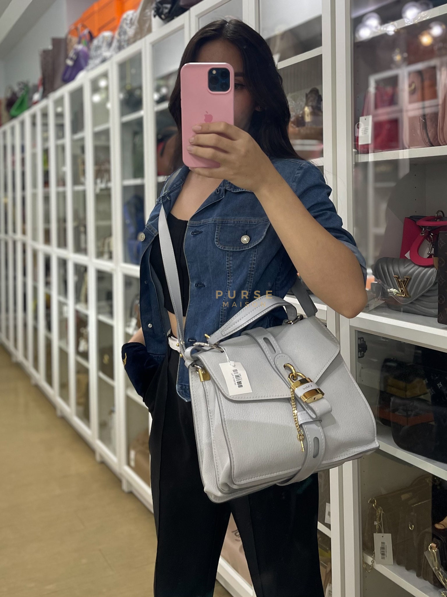 Aby Day Bag Small in Light Gray | Purse Maison Luxury Bags Shop