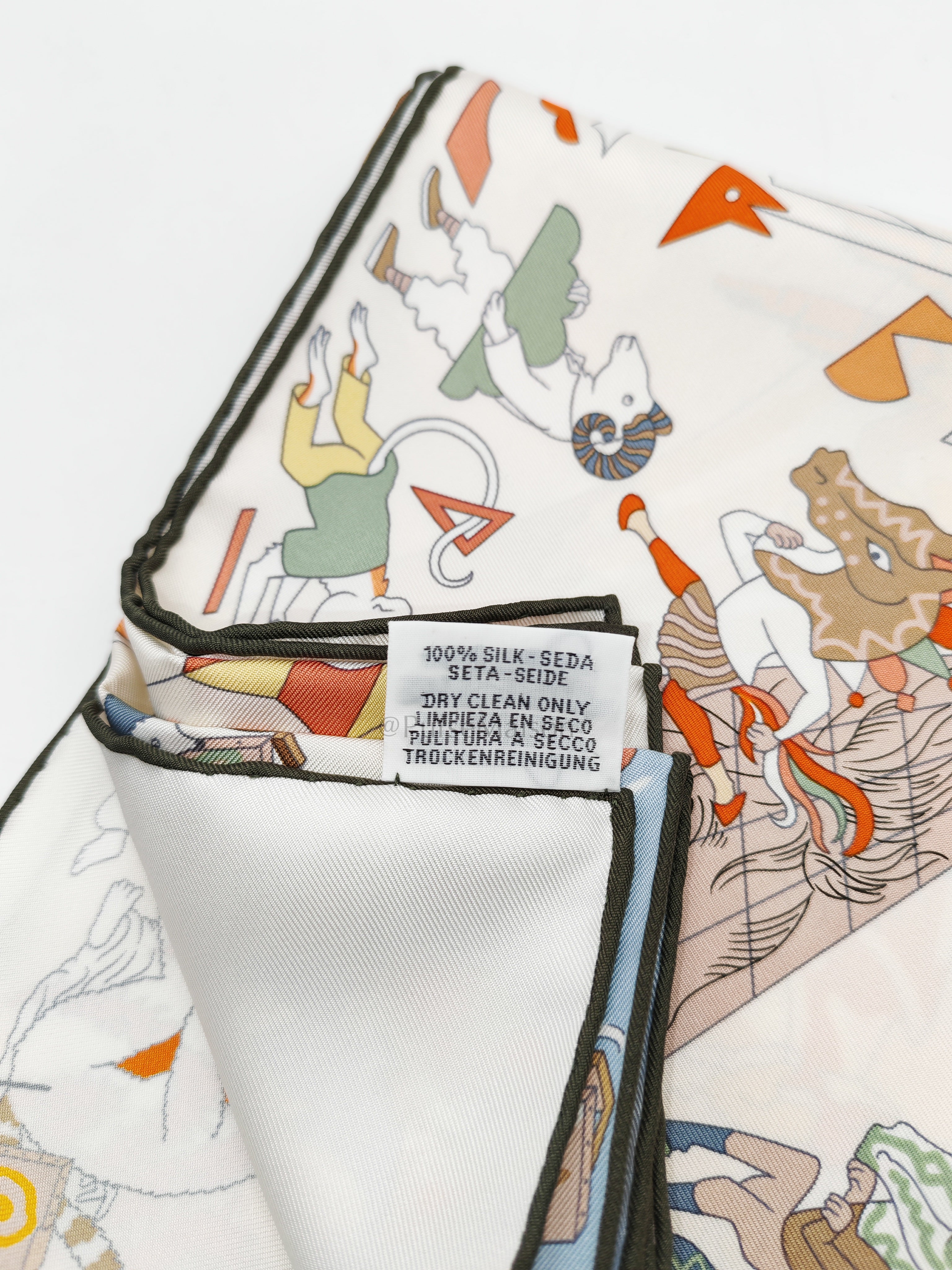 Academia Hippica in White Rose Poudre Beige Silk Scarf 90x90 cm | Purse Maison Luxury Bags Shop