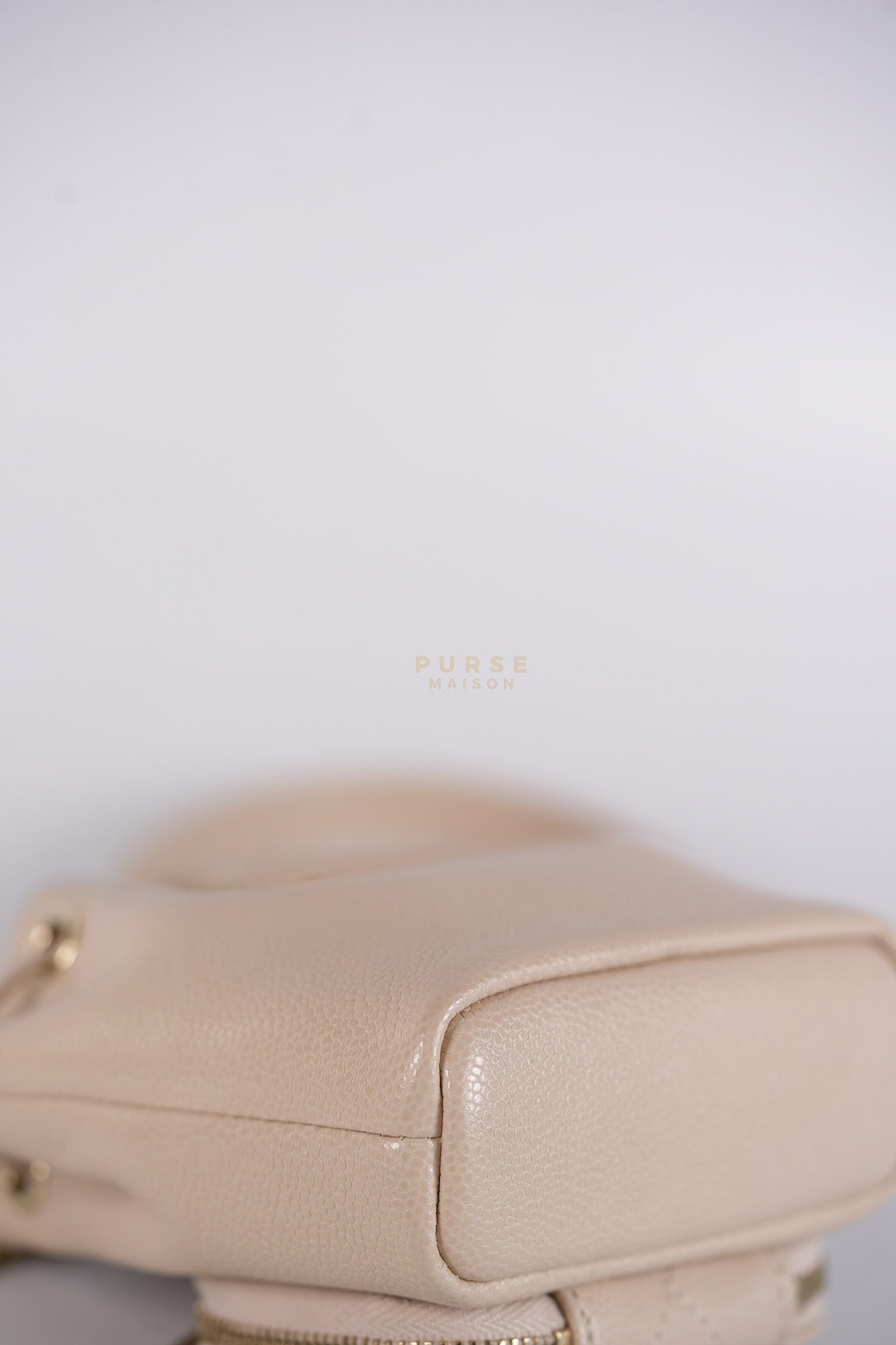 Affinity Mini Bucket Bag in Light Beige Caviar Leather and Light Gold Hardware (Microchip) | Purse Maison Luxury Bags Shop