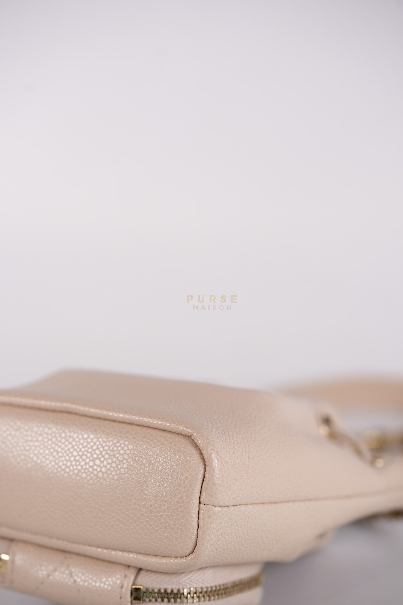 Affinity Mini Bucket Bag in Light Beige Caviar Leather and Light Gold Hardware (Microchip) | Purse Maison Luxury Bags Shop