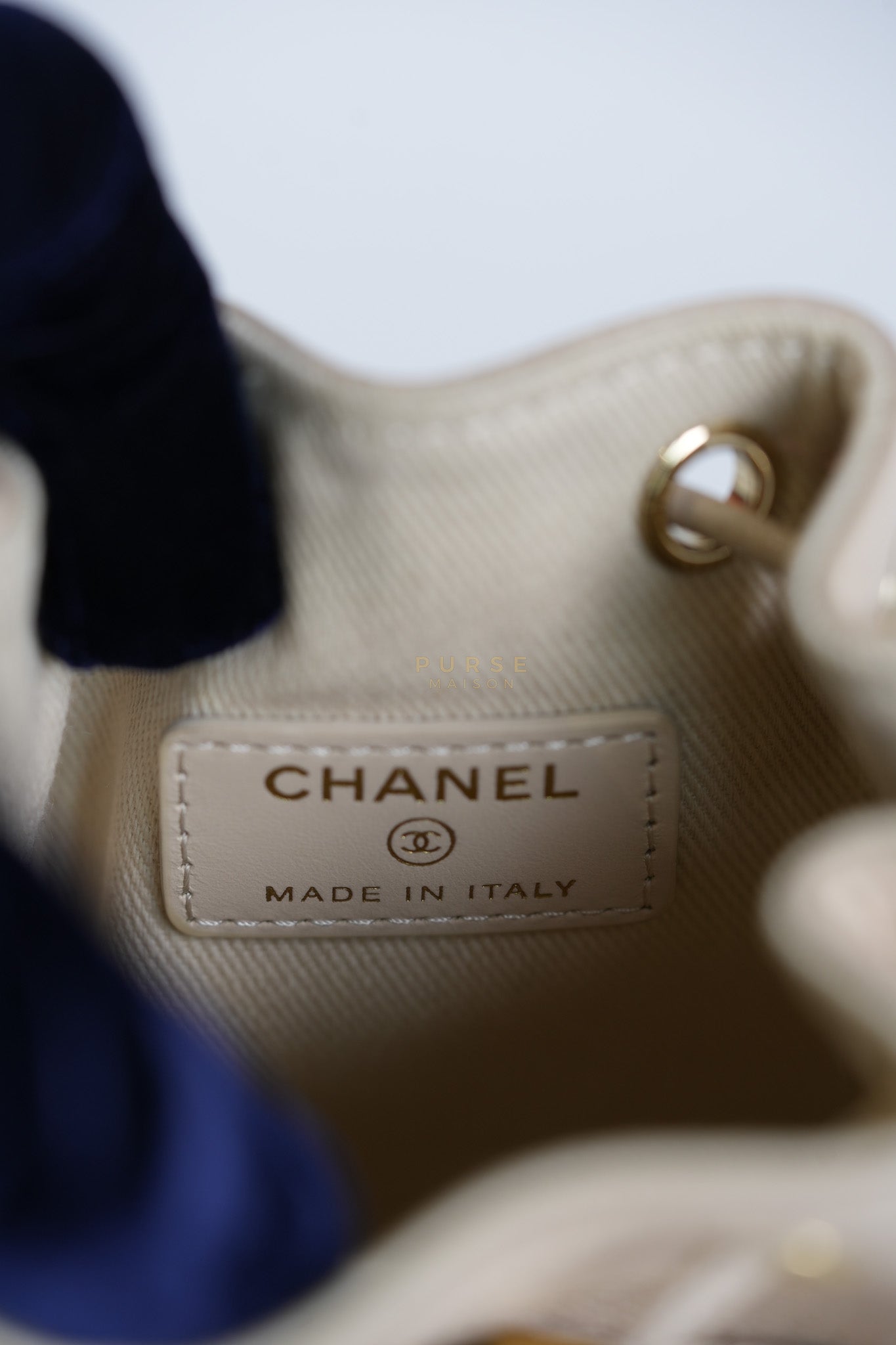 Affinity Mini Bucket Bag in Light Beige Caviar Leather and Light Gold Hardware (Microchip) | Purse Maison Luxury Bags Shop