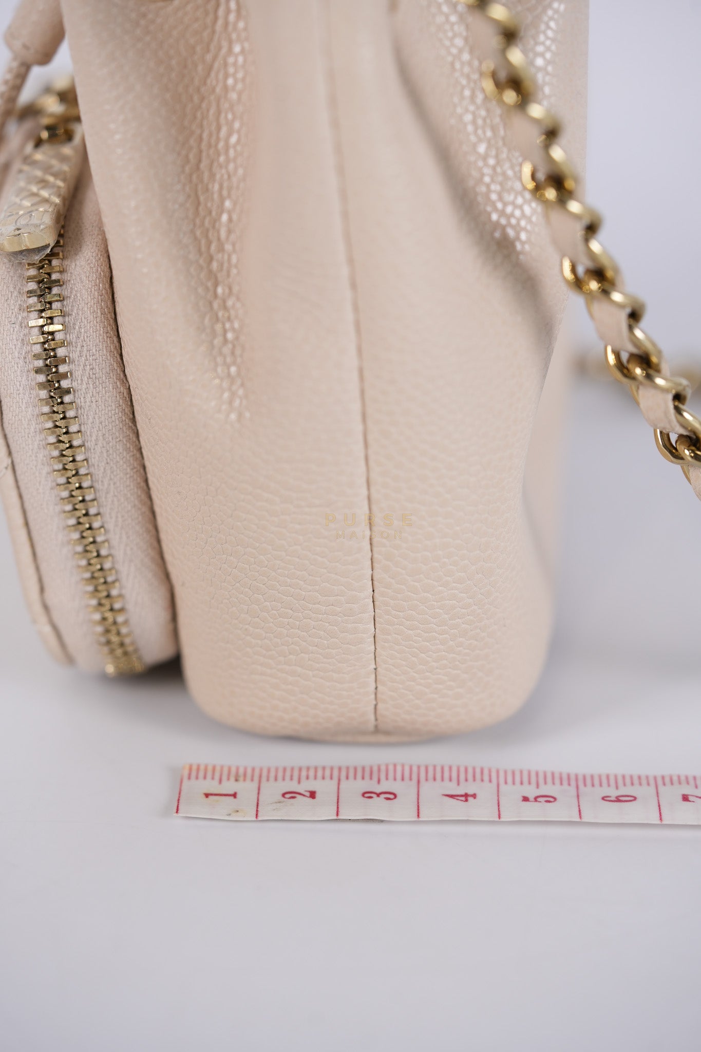 Affinity Mini Bucket Bag in Light Beige Caviar Leather and Light Gold Hardware (Microchip) | Purse Maison Luxury Bags Shop