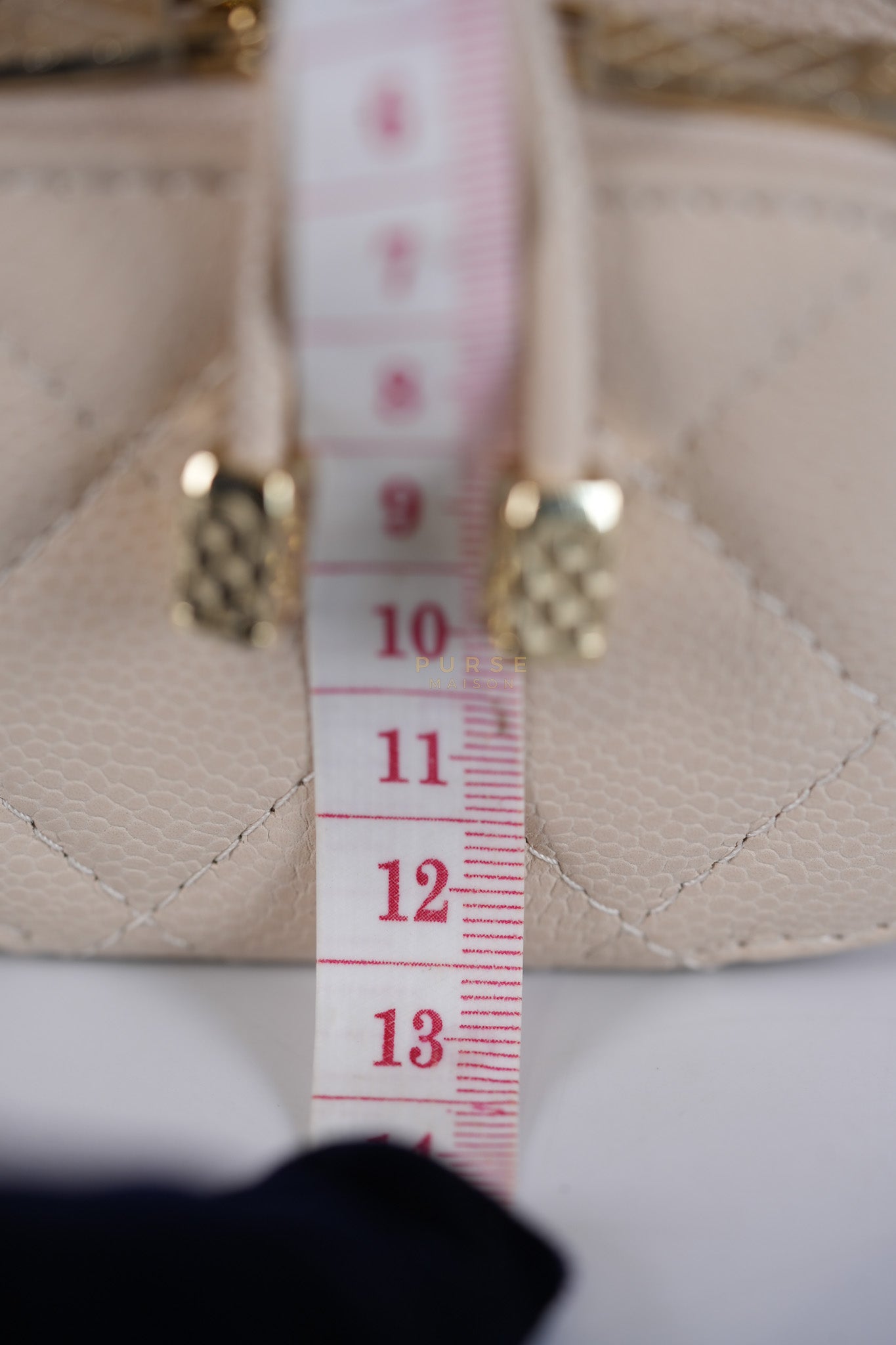 Affinity Mini Bucket Bag in Light Beige Caviar Leather and Light Gold Hardware (Microchip) | Purse Maison Luxury Bags Shop