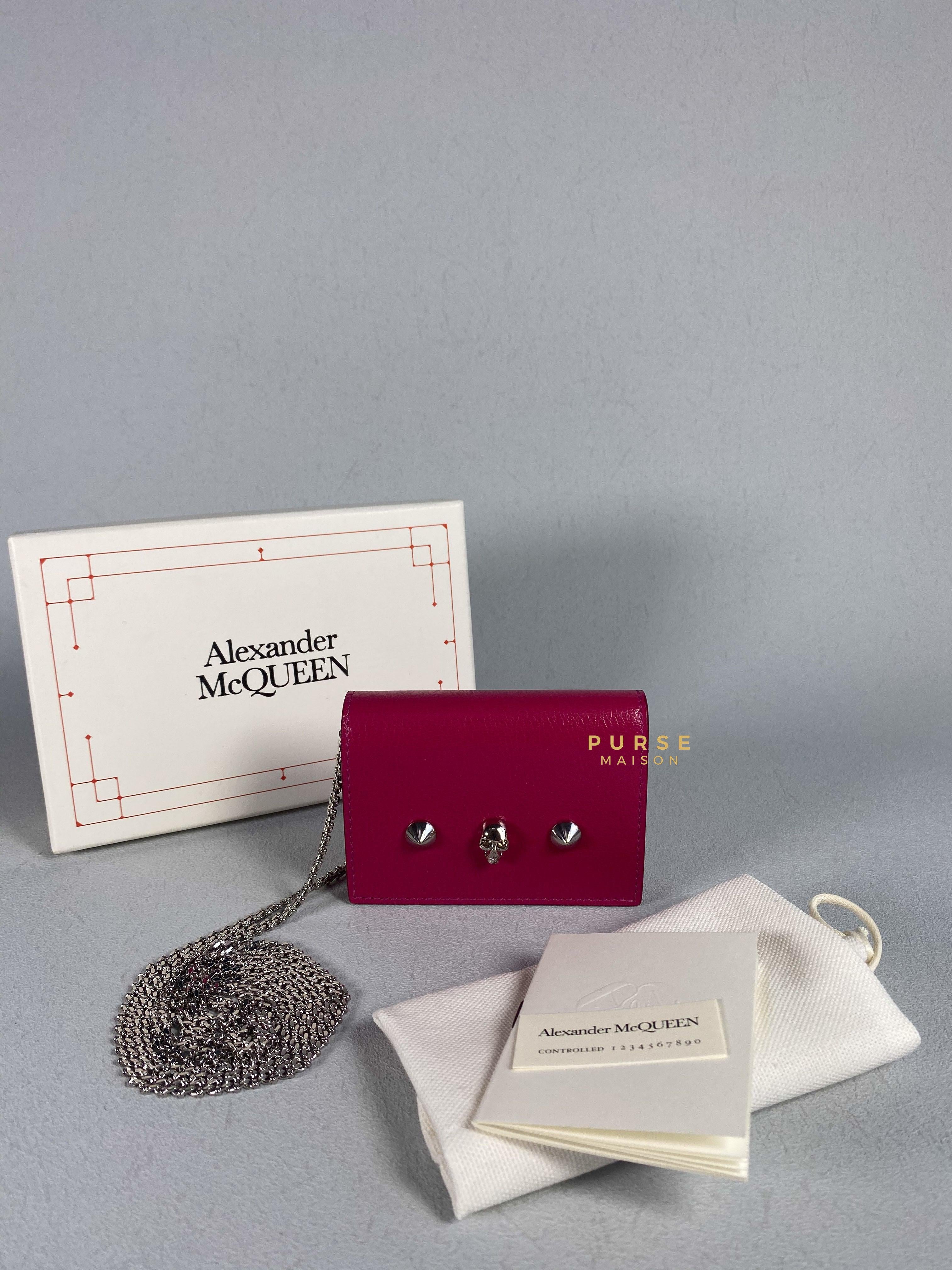 Alexander McQueen Skull Studded Cardholder on Chain | Purse Maison Luxury Bags Shop