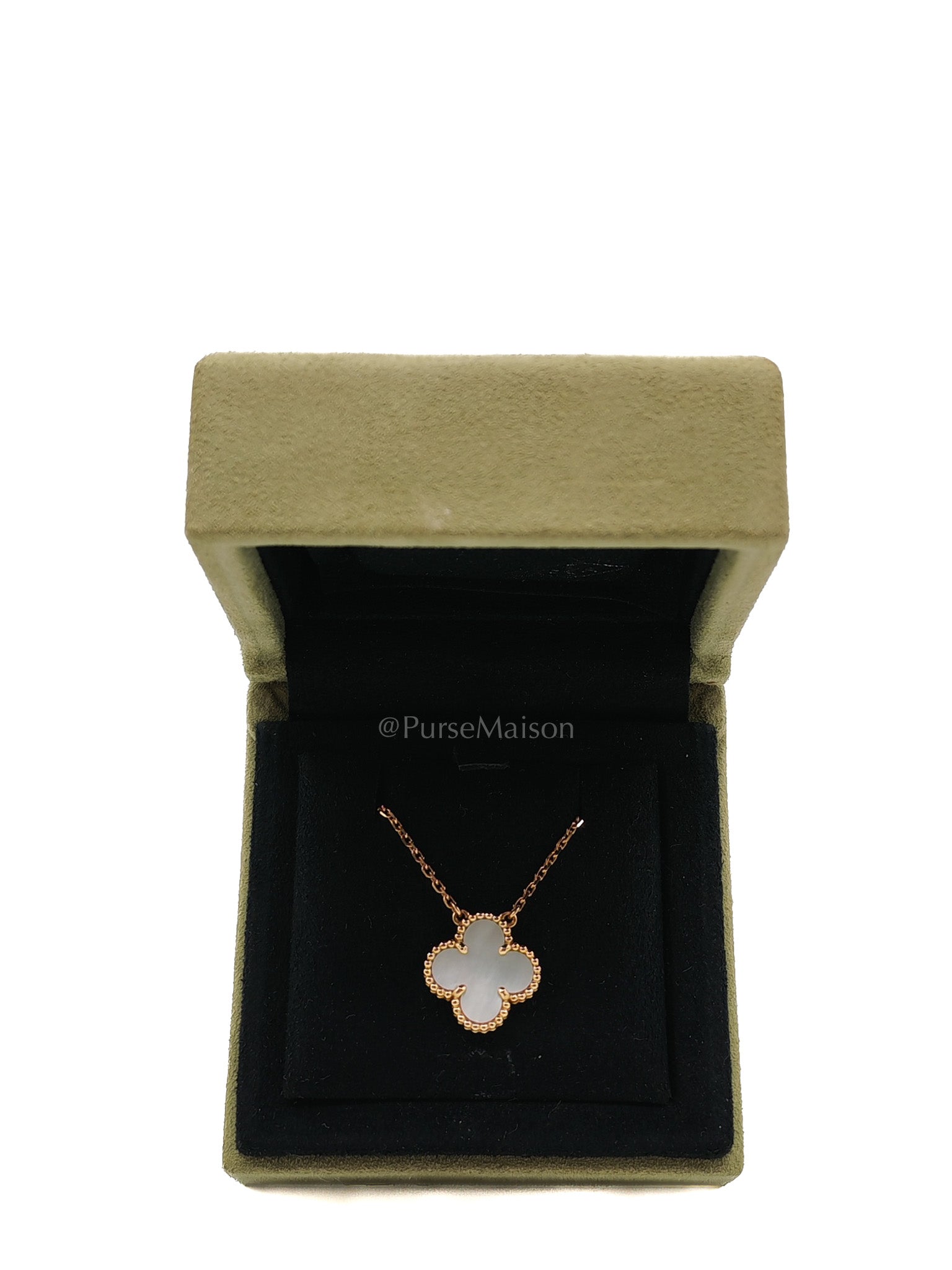 Van Cleef & Arpels Vintage Alhambra White Mother of Pearl and Yellow Gold Necklace 2021 | Purse Maison Luxury Bags Shop