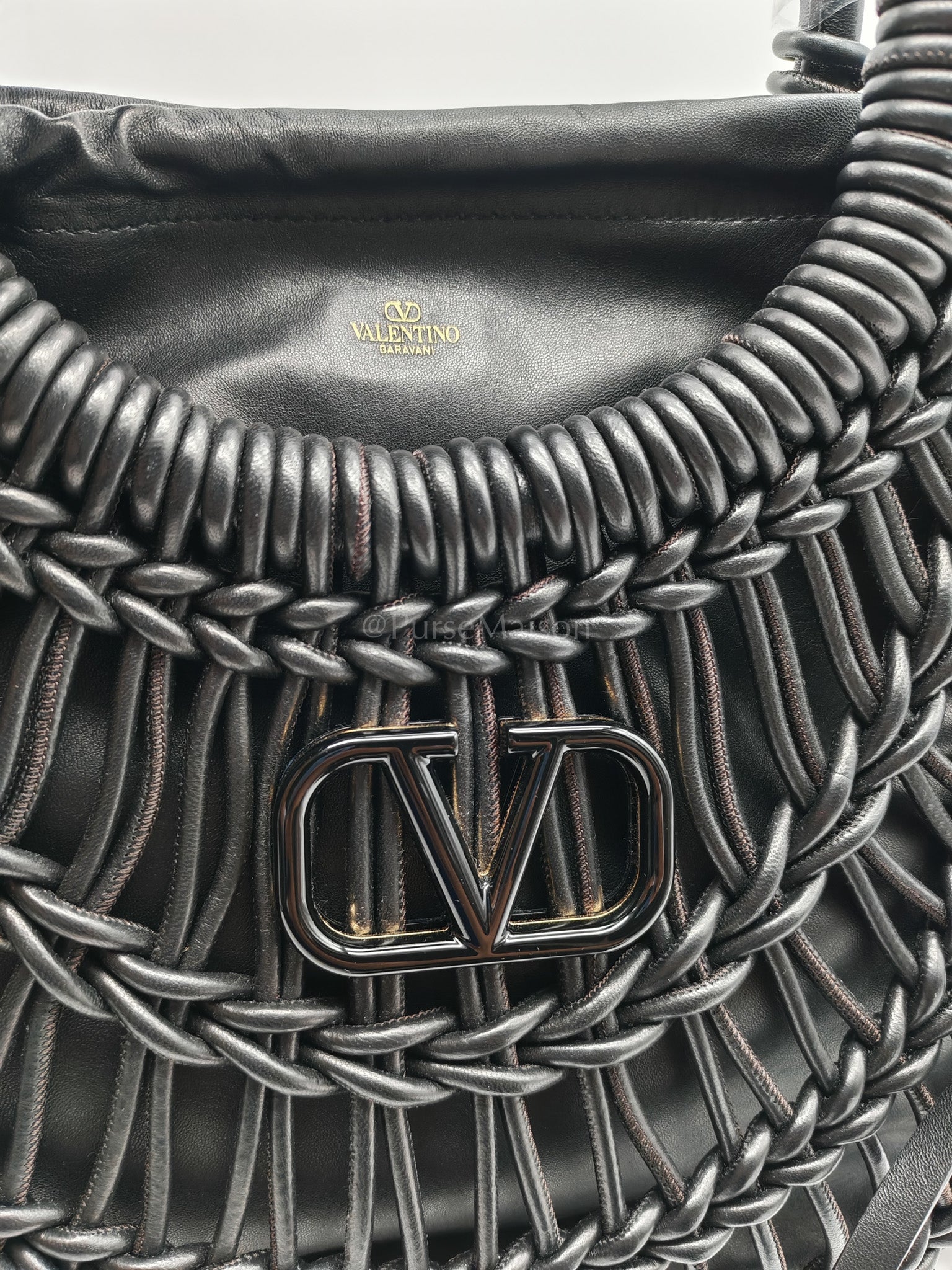 Allknots Woven Tote Bag in Black Lambskin Leather | Purse Maison Luxury Bags Shop