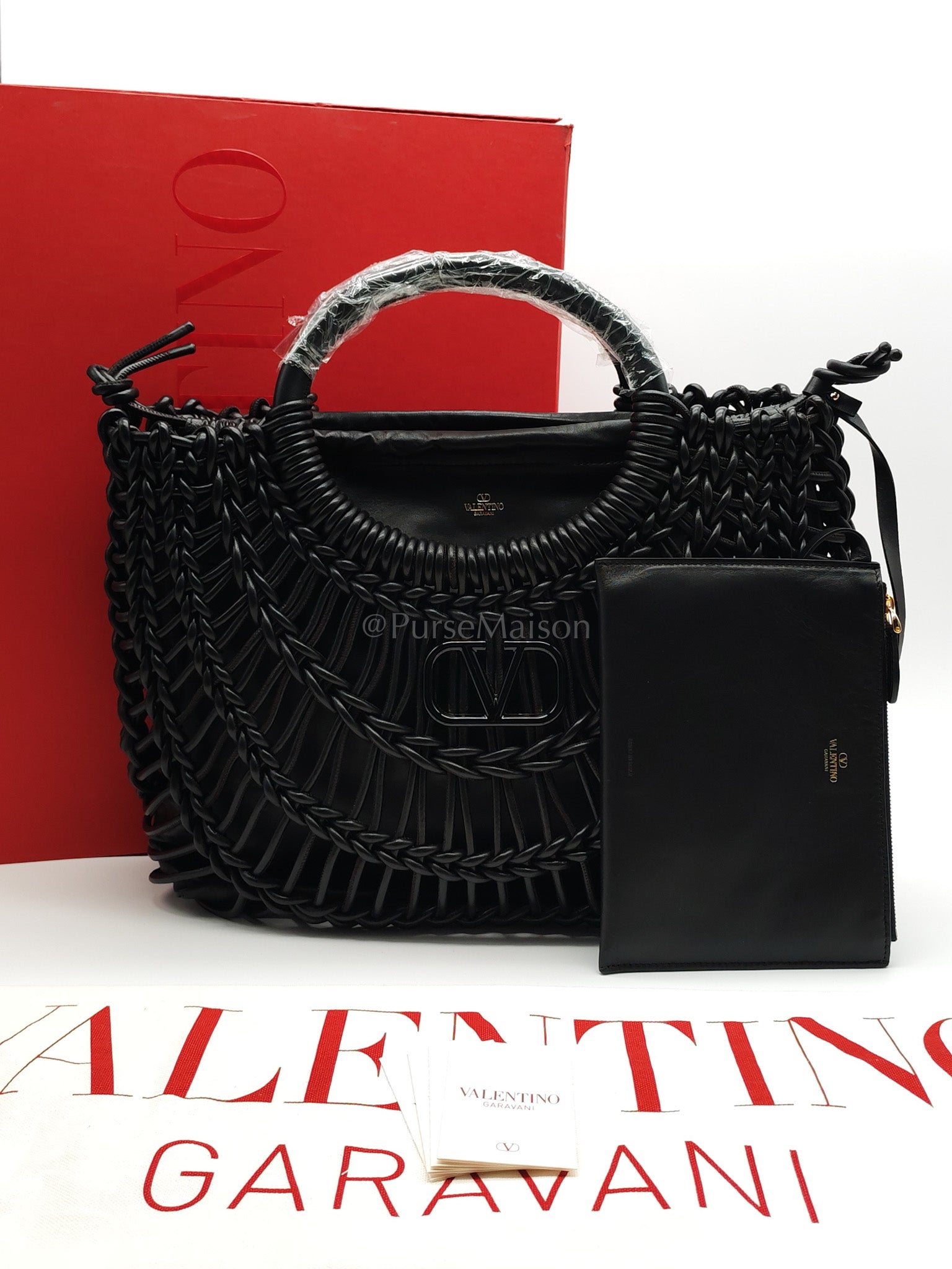 Allknots Woven Tote Bag in Black Lambskin Leather | Purse Maison Luxury Bags Shop