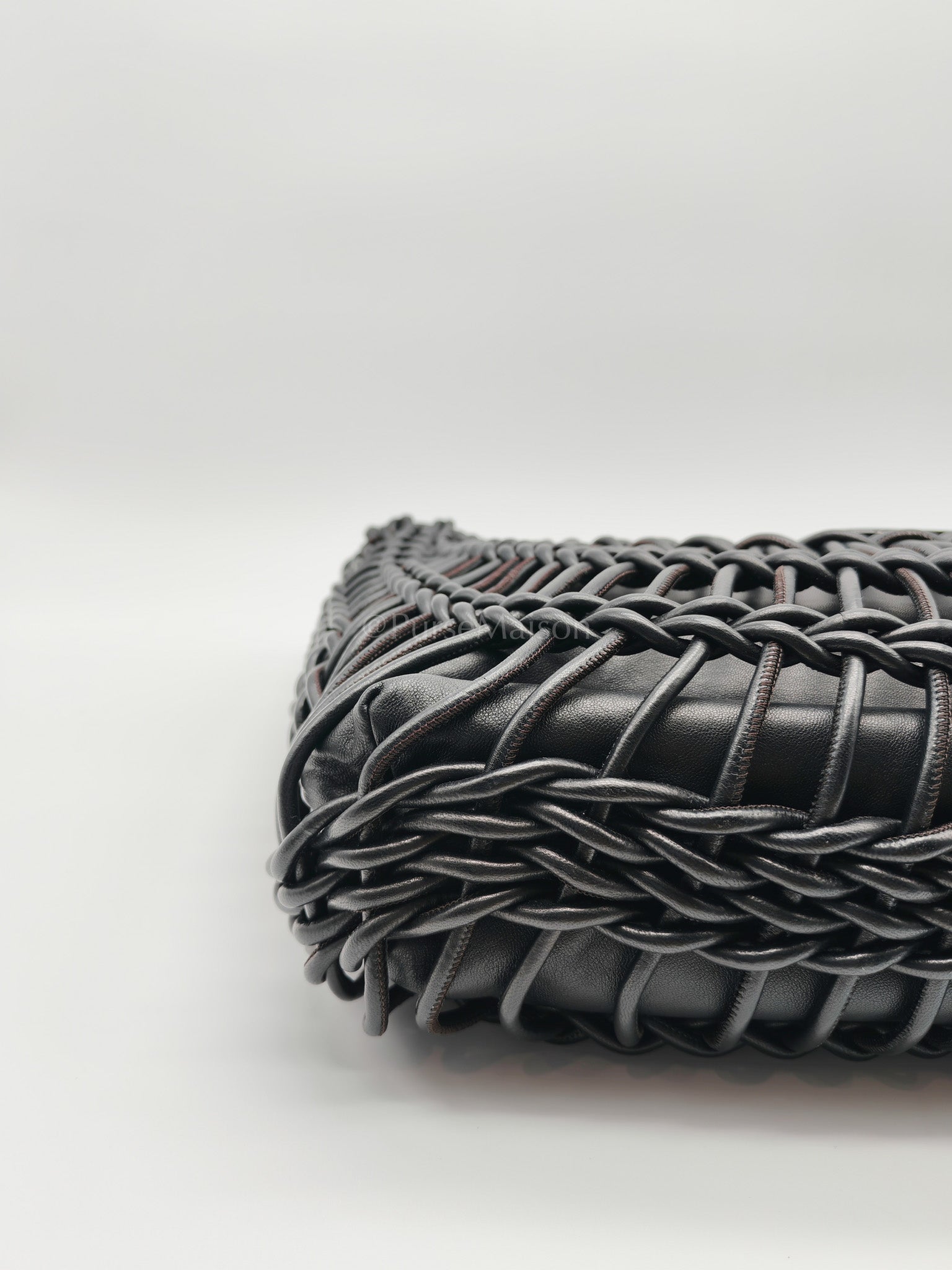 Allknots Woven Tote Bag in Black Lambskin Leather | Purse Maison Luxury Bags Shop