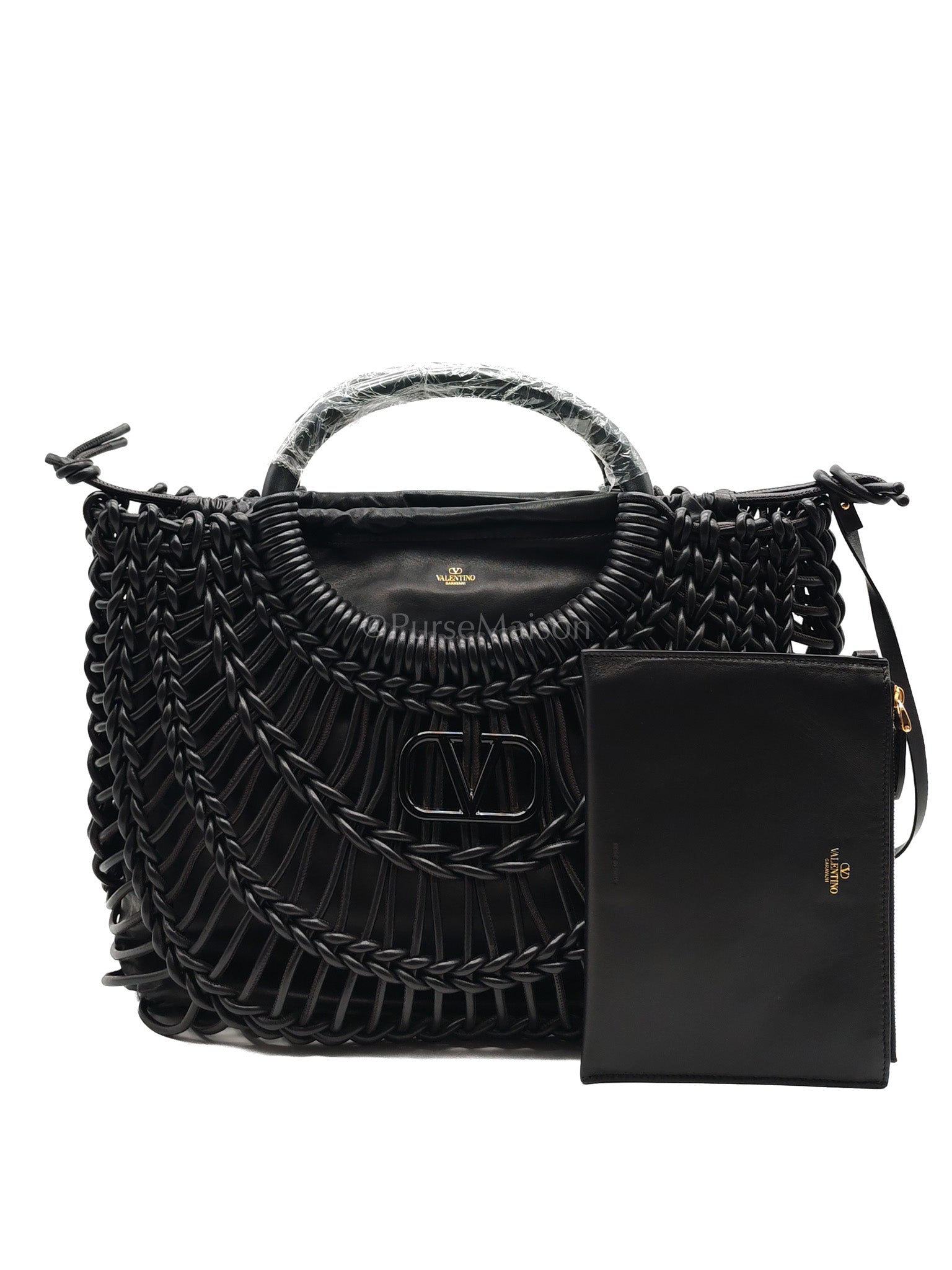 Allknots Woven Tote Bag in Black Lambskin Leather | Purse Maison Luxury Bags Shop