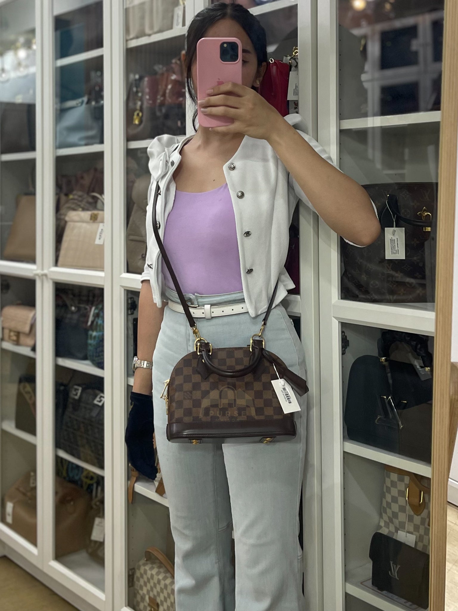 Alma BB in Damier Ebene Canvas (Date Code: AA4107) | Purse Maison Luxury Bags Shop