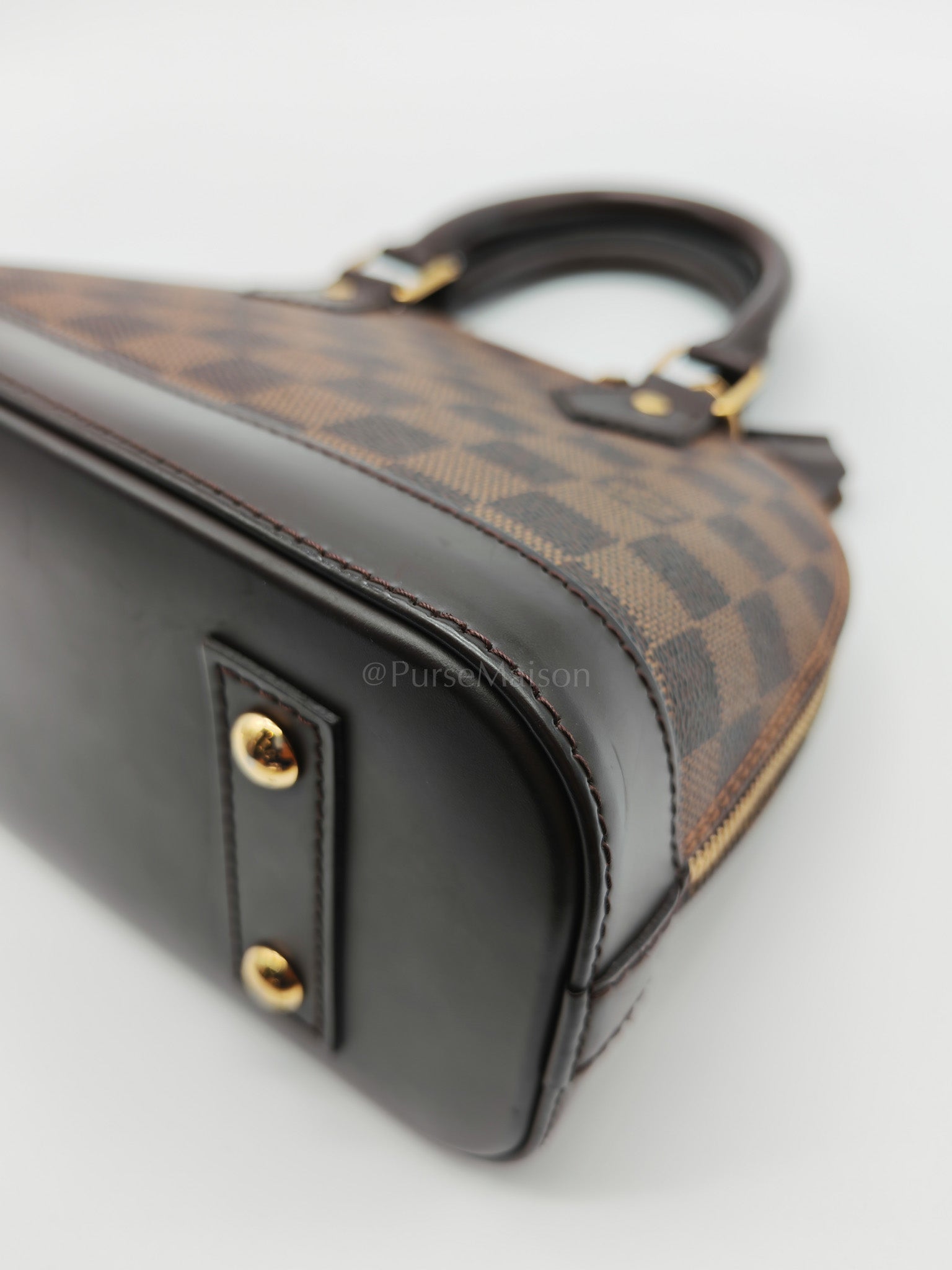 Alma BB in Damier Ebene Canvas Shoulder Bag (Microchip) | Purse Maison Luxury Bags Shop