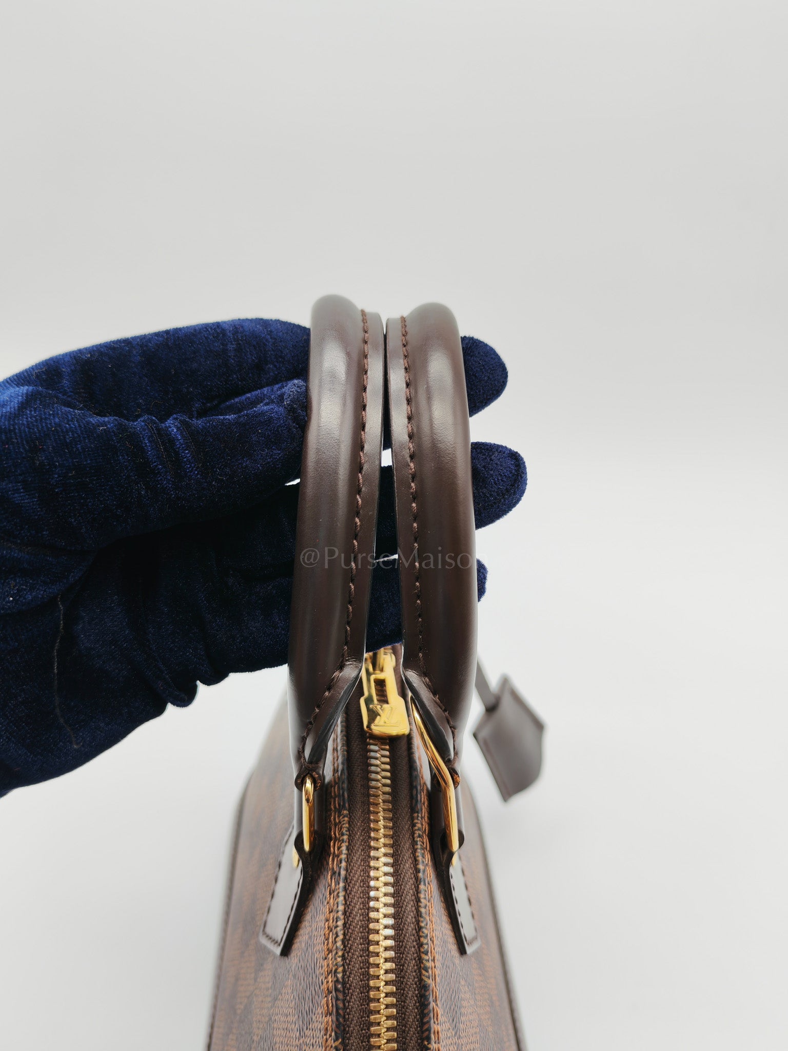 Alma BB in Damier Ebene Canvas Shoulder Bag (Microchip) | Purse Maison Luxury Bags Shop