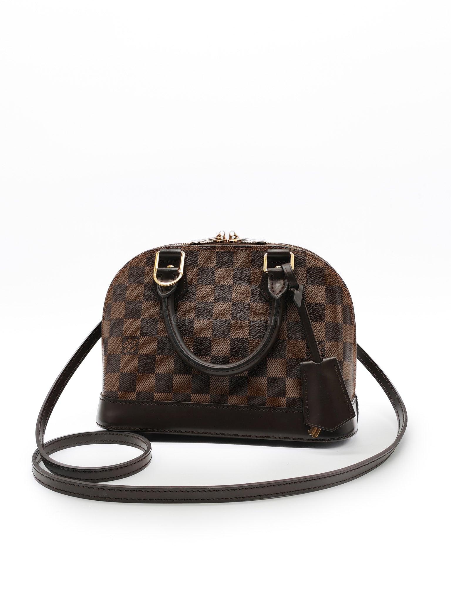 Alma BB in Damier Ebene Canvas Shoulder Bag (Microchip) | Purse Maison Luxury Bags Shop