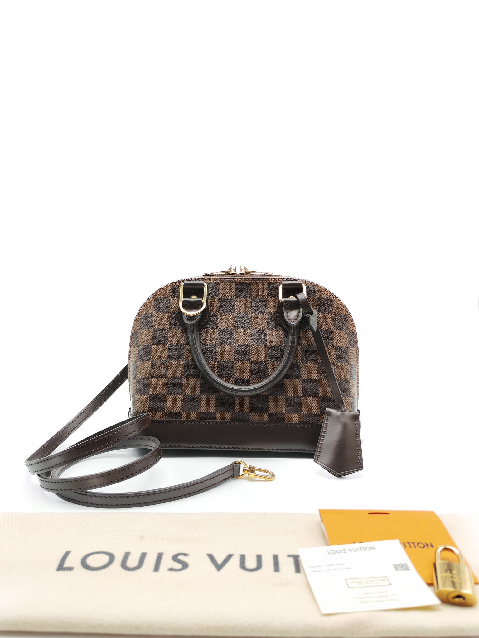 Alma BB in Damier Ebene Canvas Shoulder Bag (Microchip) | Purse Maison Luxury Bags Shop