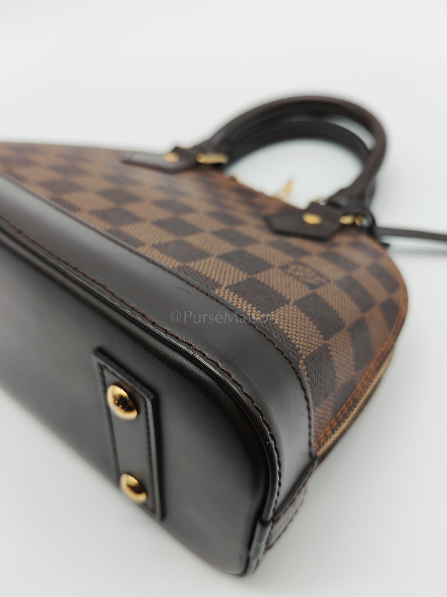 Alma BB in Damier Ebene Canvas Shoulder Bag (Microchip) | Purse Maison Luxury Bags Shop