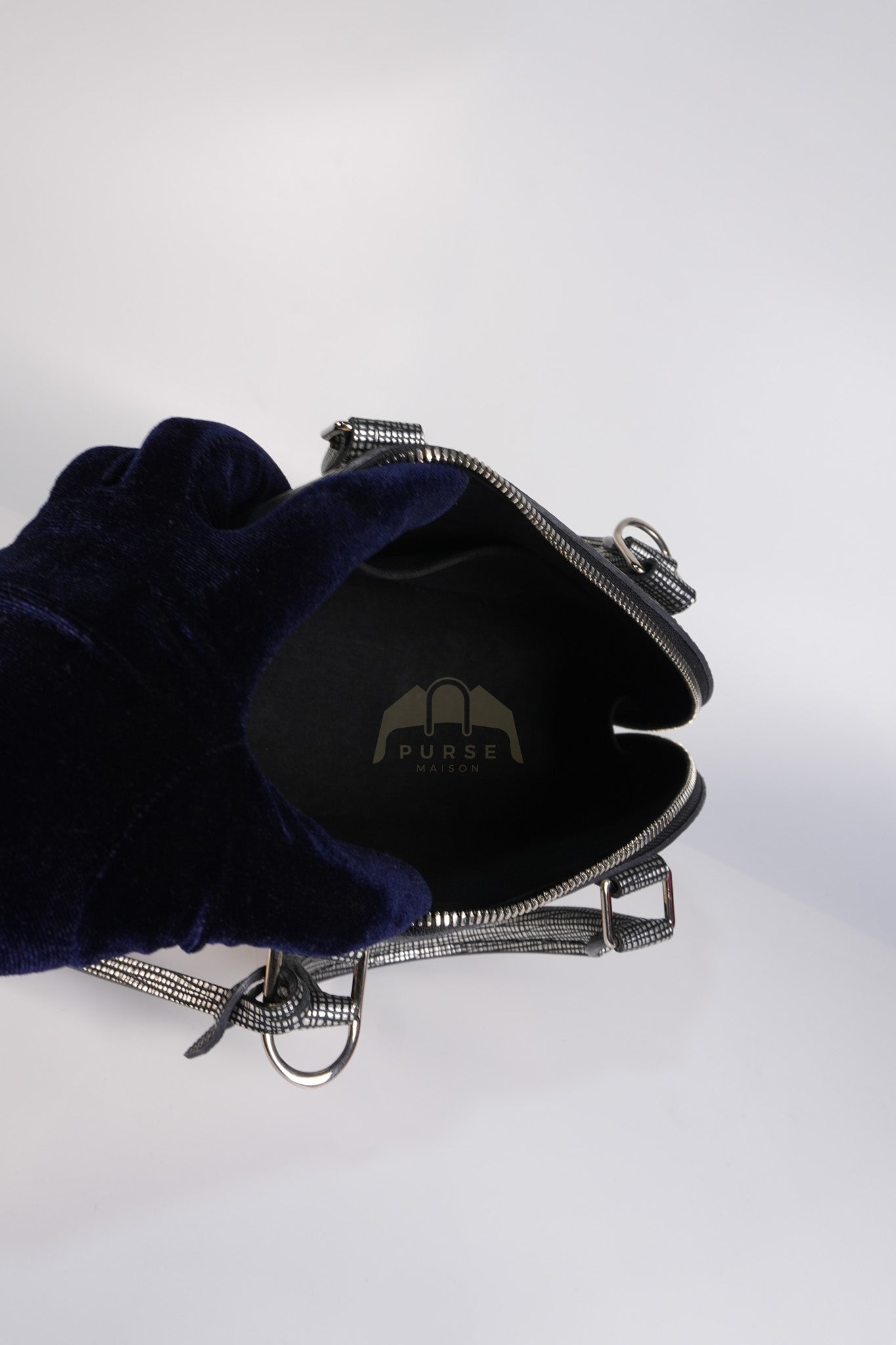 Alma BB in Metallic Silver Epi Leather & Silver Hardware (Date Code: SN1195) | Purse Maison Luxury Bags Shop