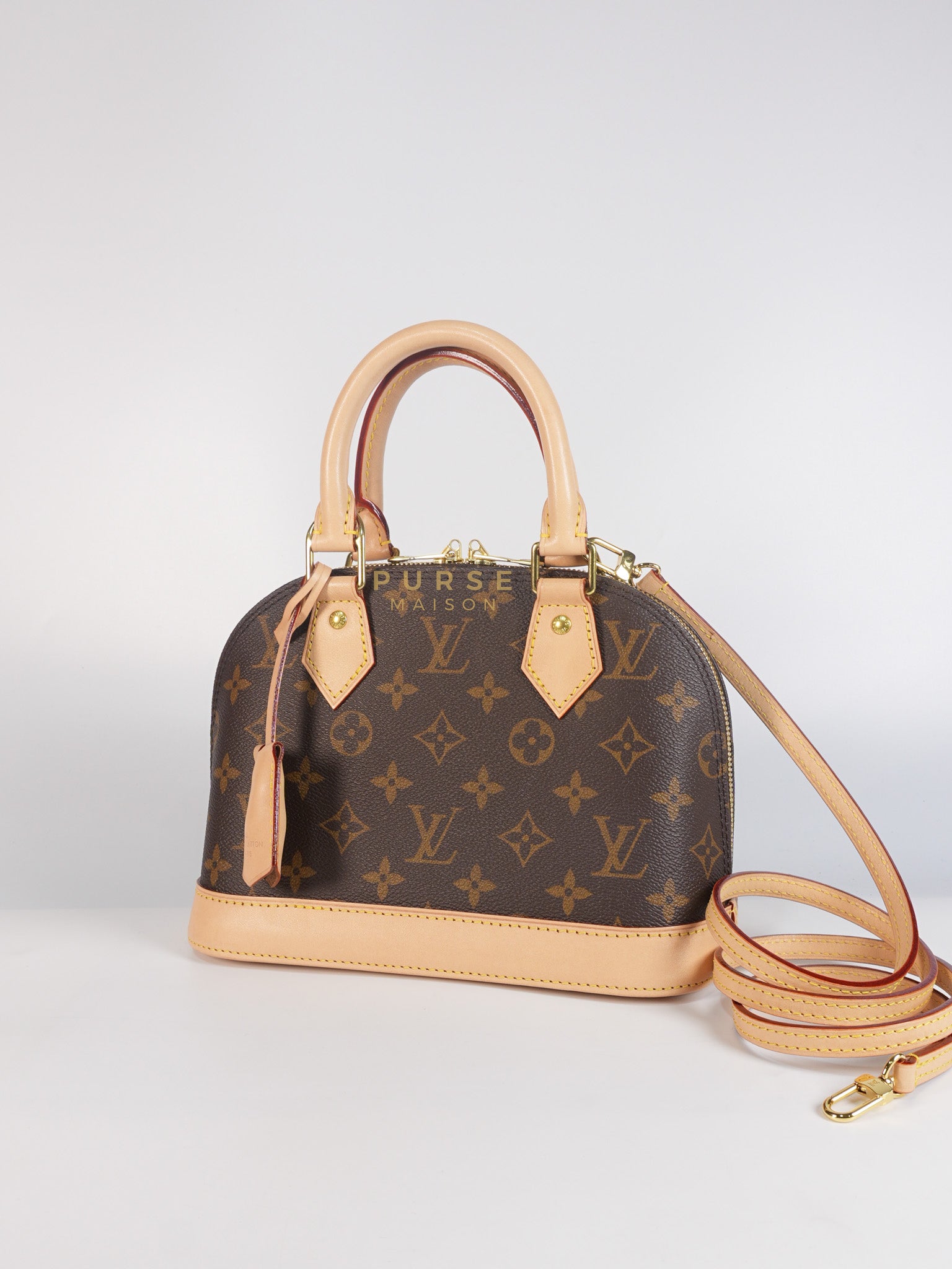 Alma BB in Monogram Canvas & Gold Hardware (Microchip) | Purse Maison Luxury Bags Shop
