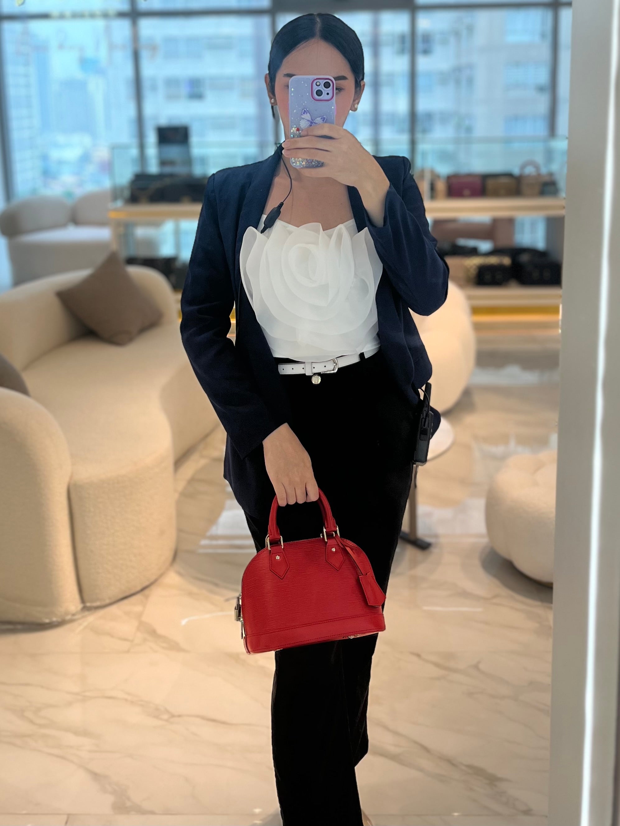 Alma BB in Red Epi Leather & Silver Hardware (Date Code: SN3136) | Purse Maison Luxury Bags Shop