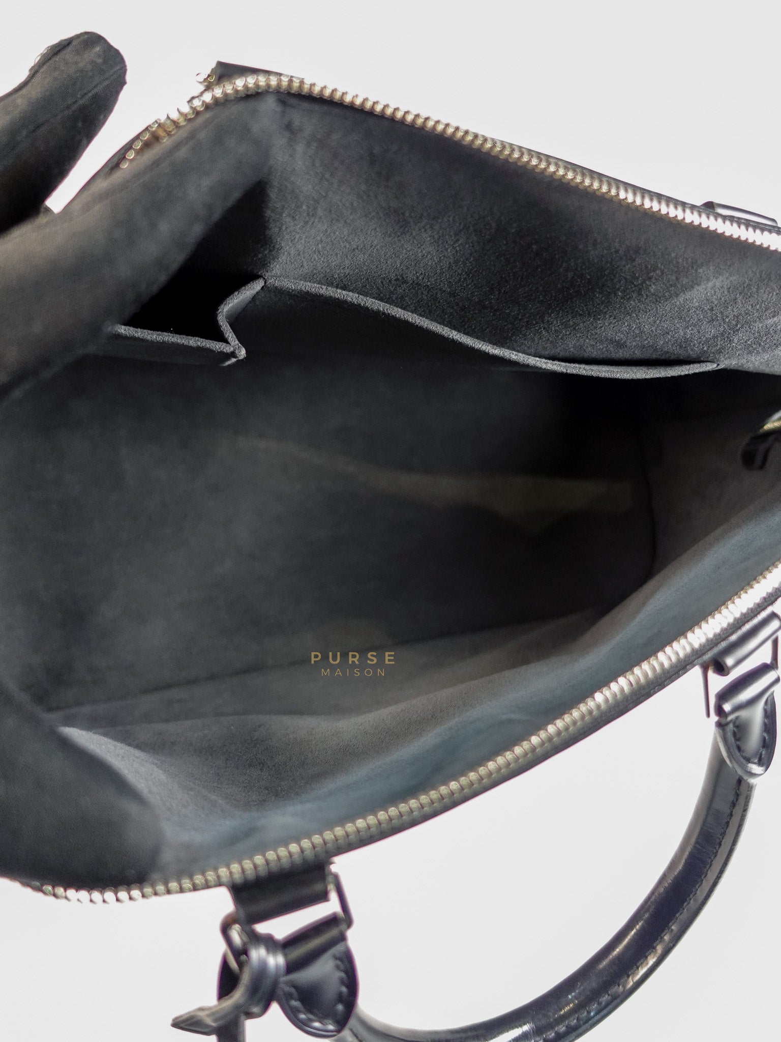 Alma GM in Black Epi Leather Microchip | Purse Maison Luxury Bags Shop