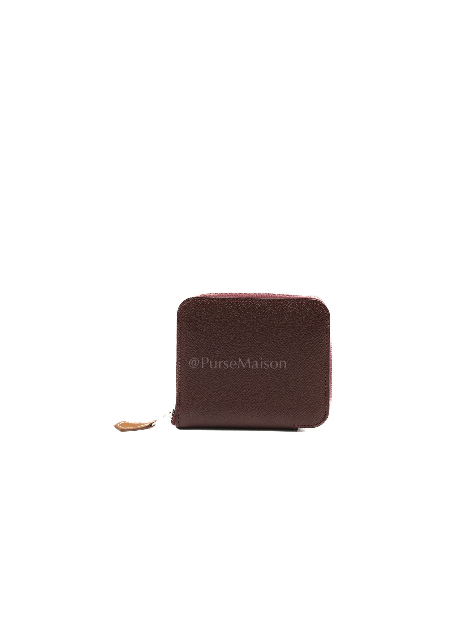 Silk'In Compact Wallet in Burgundy Epsom Leather & Palladium Hardware Stamp A (2017)