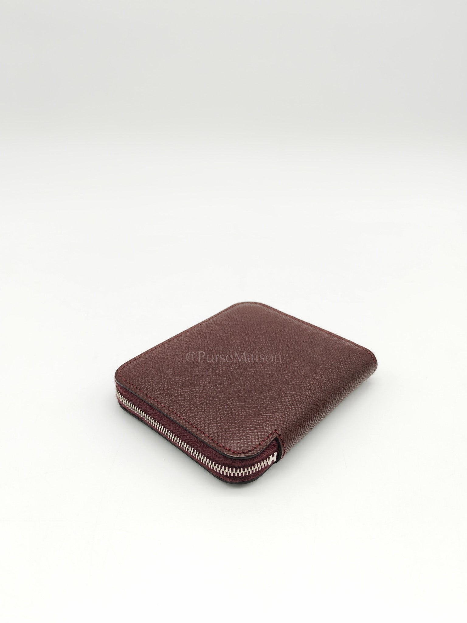 Silk'In Compact Wallet in Burgundy Epsom Leather & Palladium Hardware Stamp A (2017)