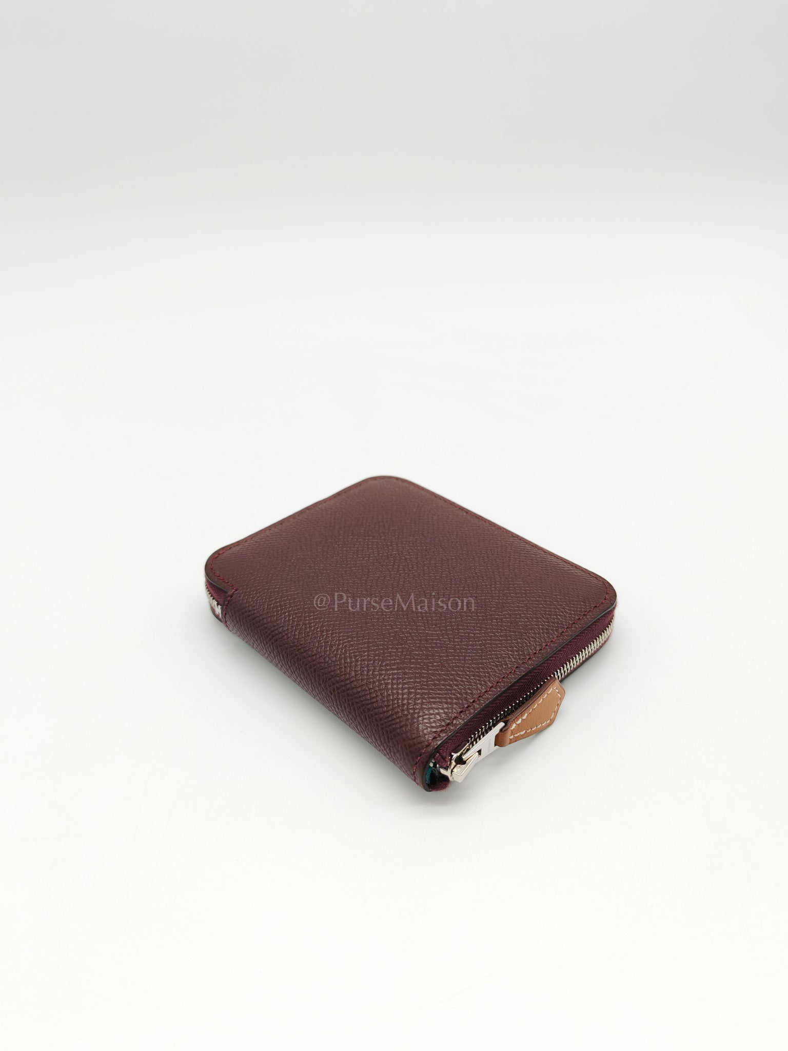 Silk'In Compact Wallet in Burgundy Epsom Leather & Palladium Hardware Stamp A (2017)