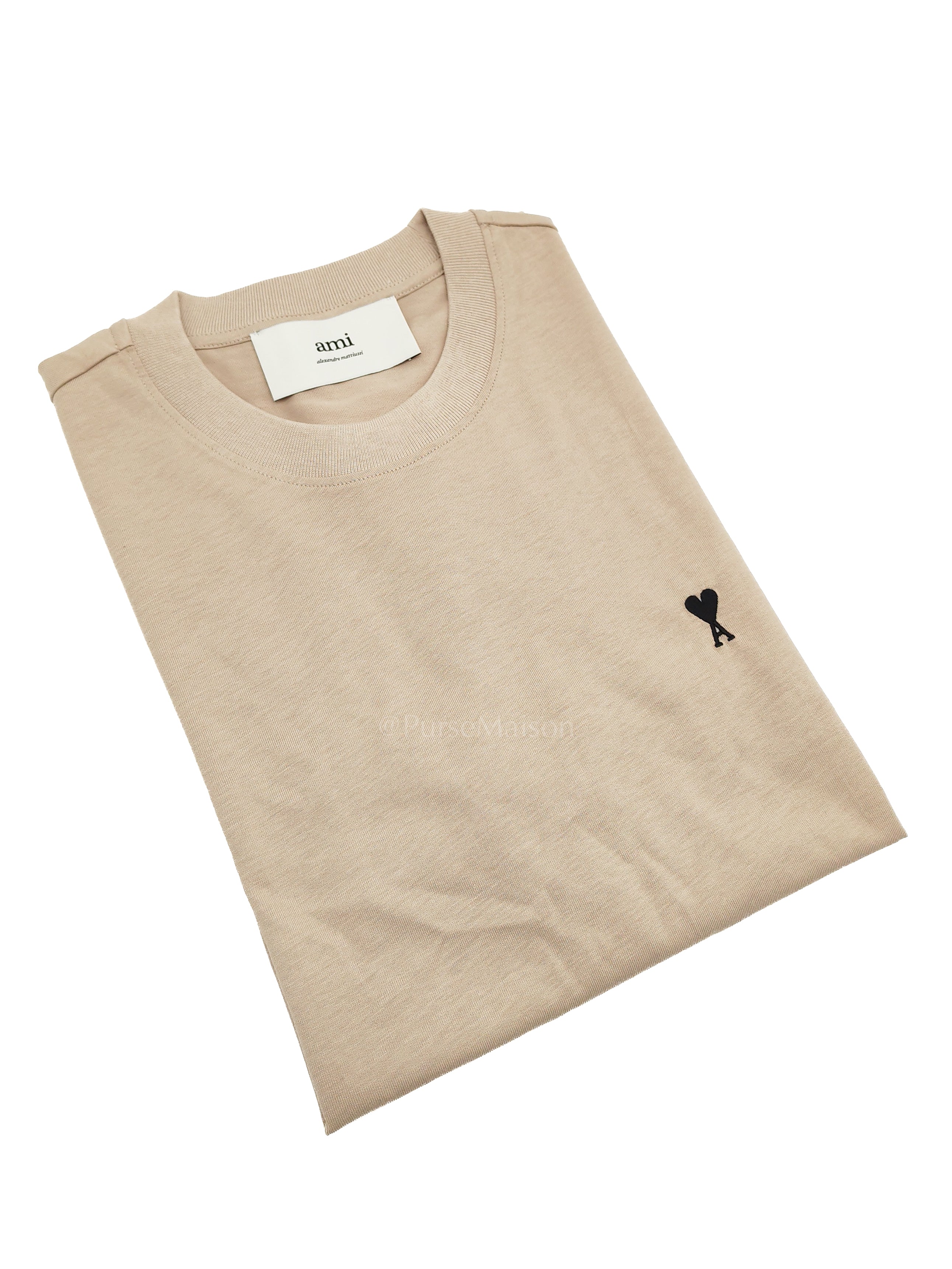 Ami De Coeur Cotton T-Shirt in Beige Size Medium | Purse Maison Luxury Bags Shop