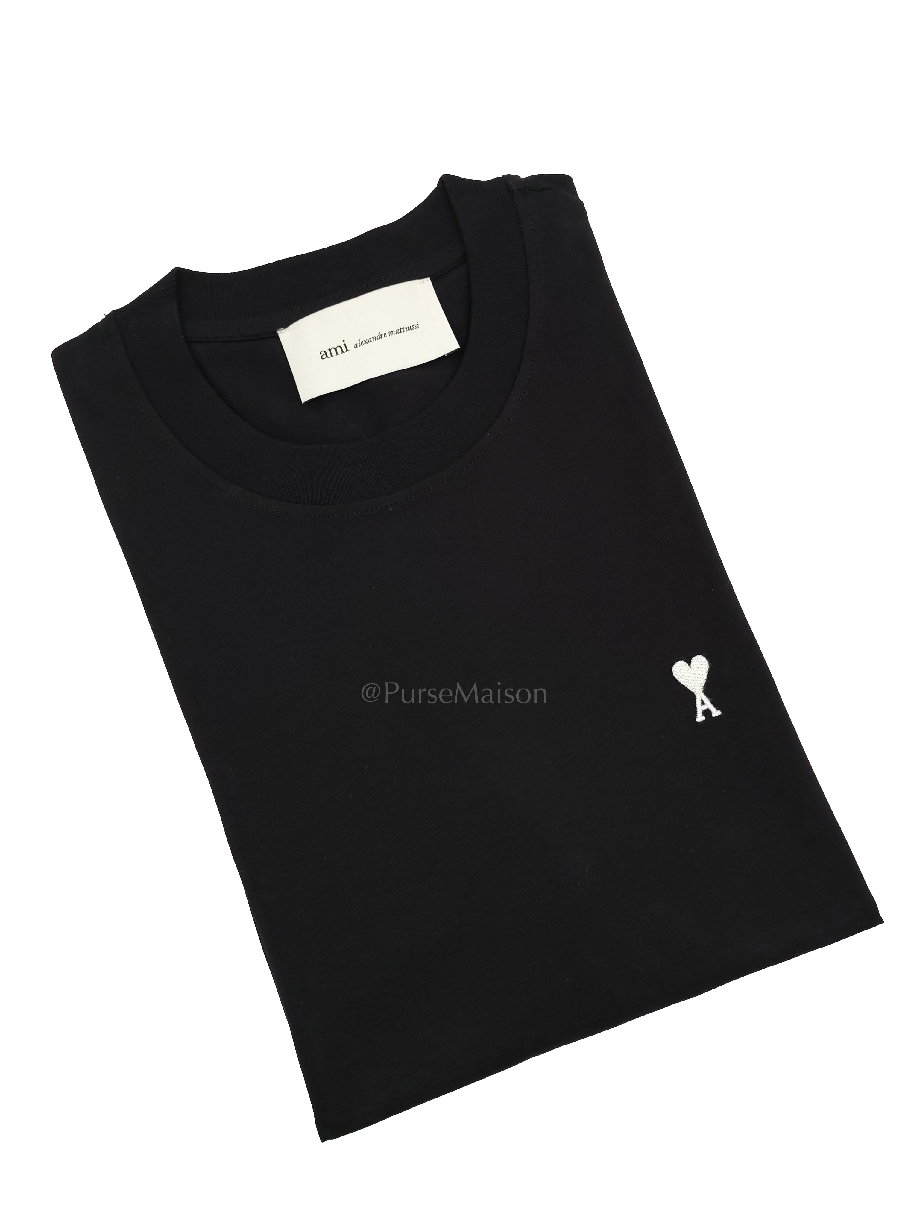 Ami De Coeur Cotton T-Shirt in Black Size Medium | Purse Maison Luxury Bags Shop