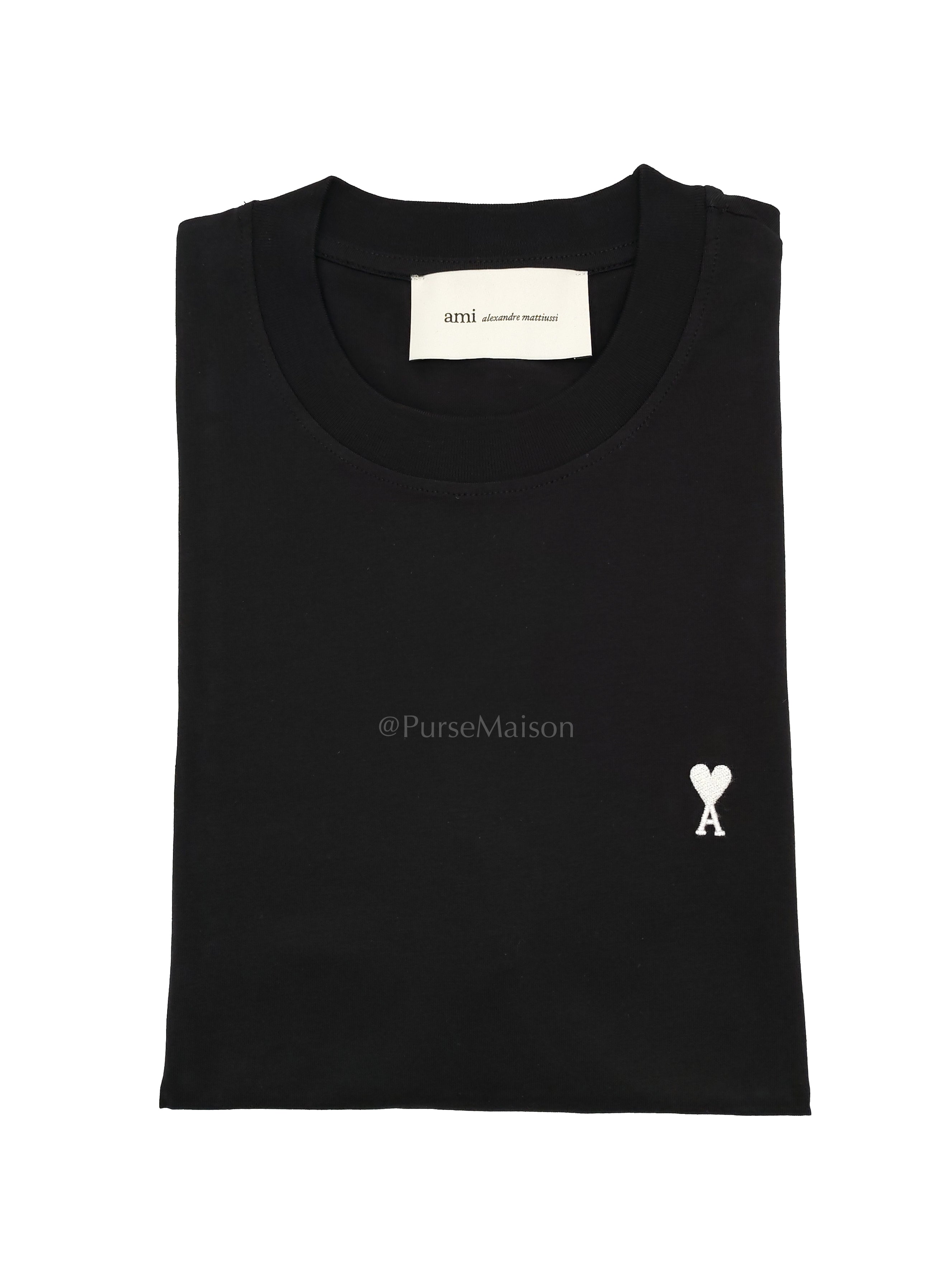 Ami De Coeur Cotton T-Shirt in Black Size Medium | Purse Maison Luxury Bags Shop