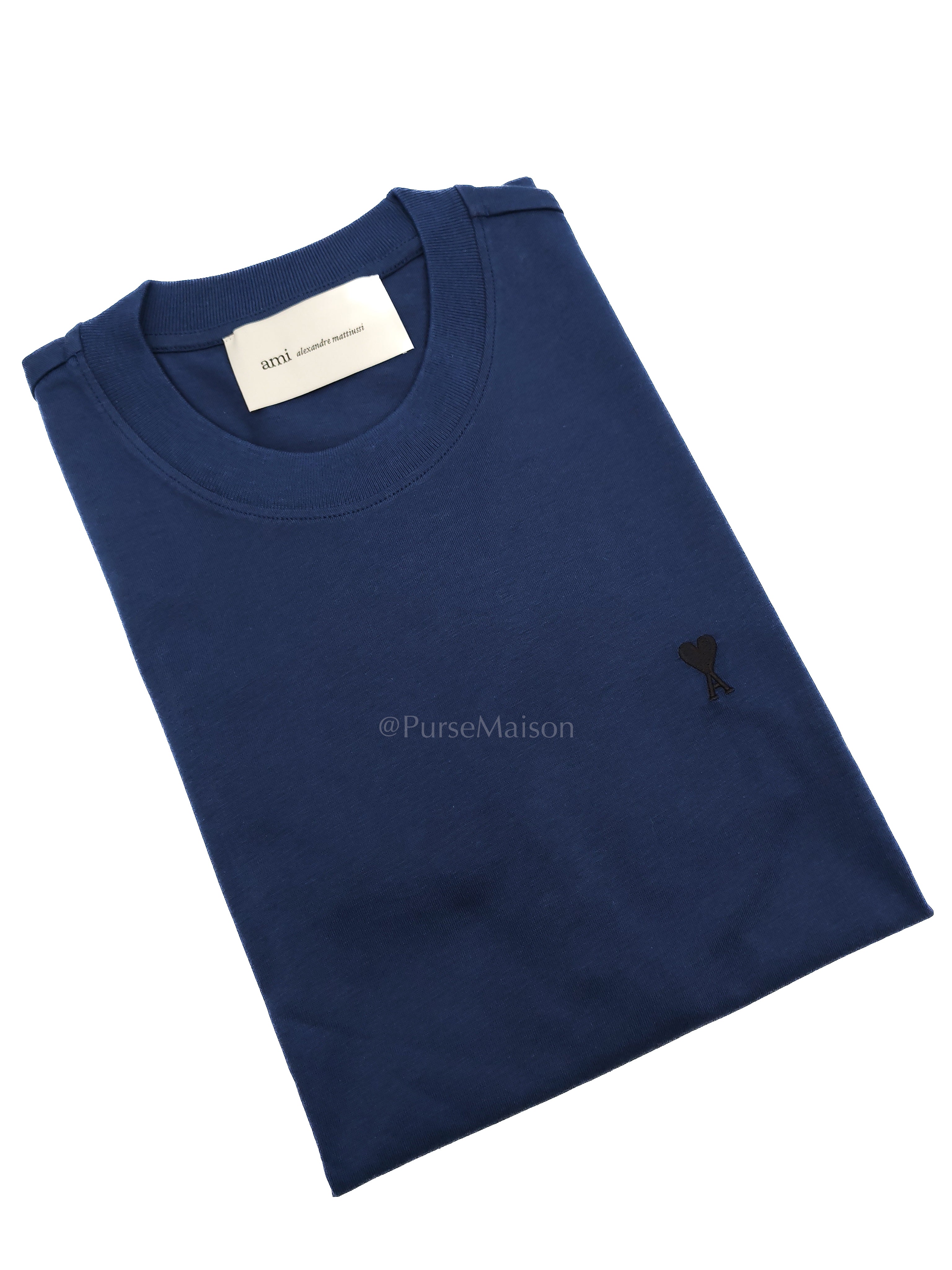 Ami De Coeur Cotton T-Shirt in Blue Size Medium | Purse Maison Luxury Bags Shop