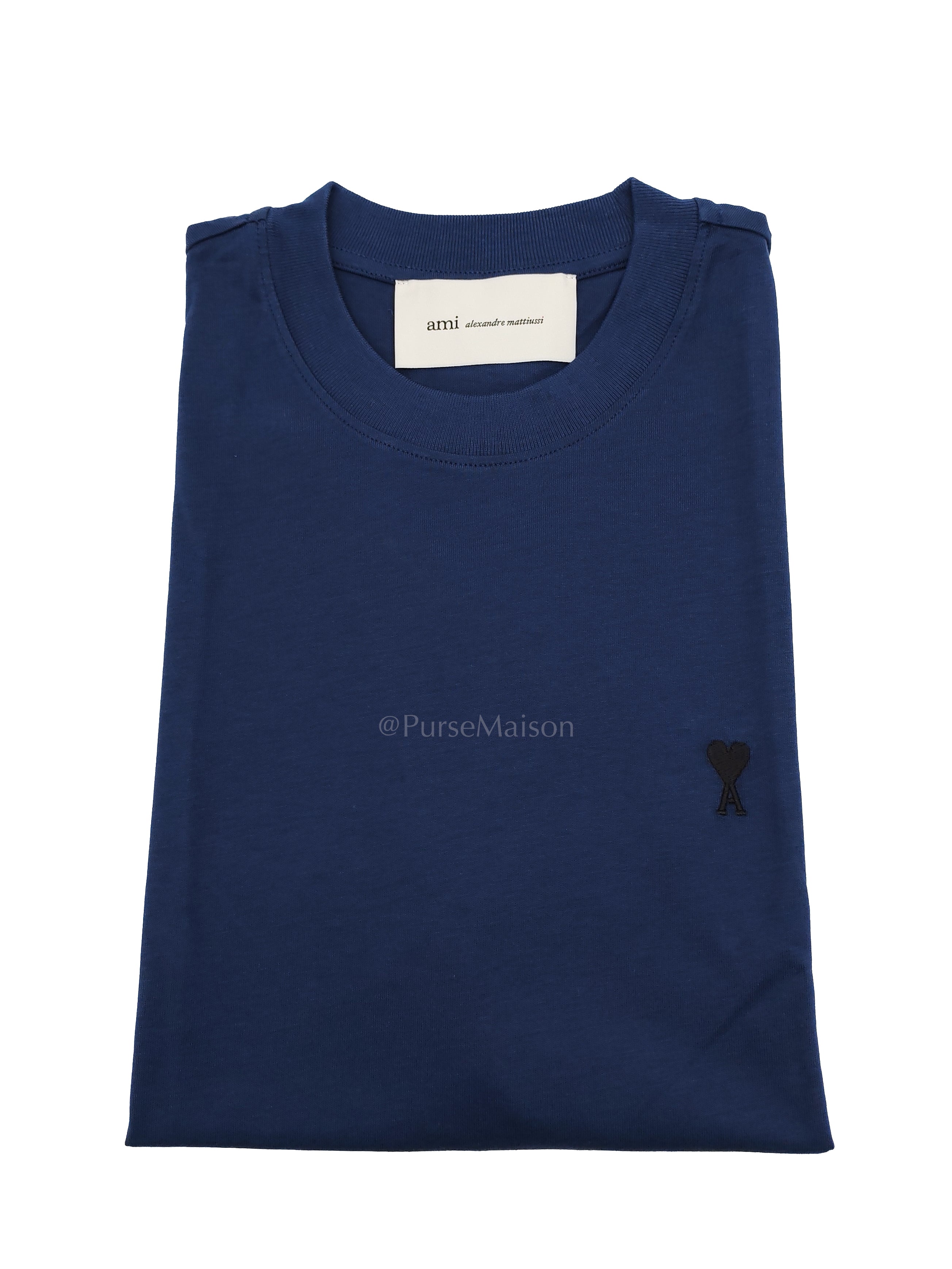Ami De Coeur Cotton T-Shirt in Blue Size Small | Purse Maison Luxury Bags Shop