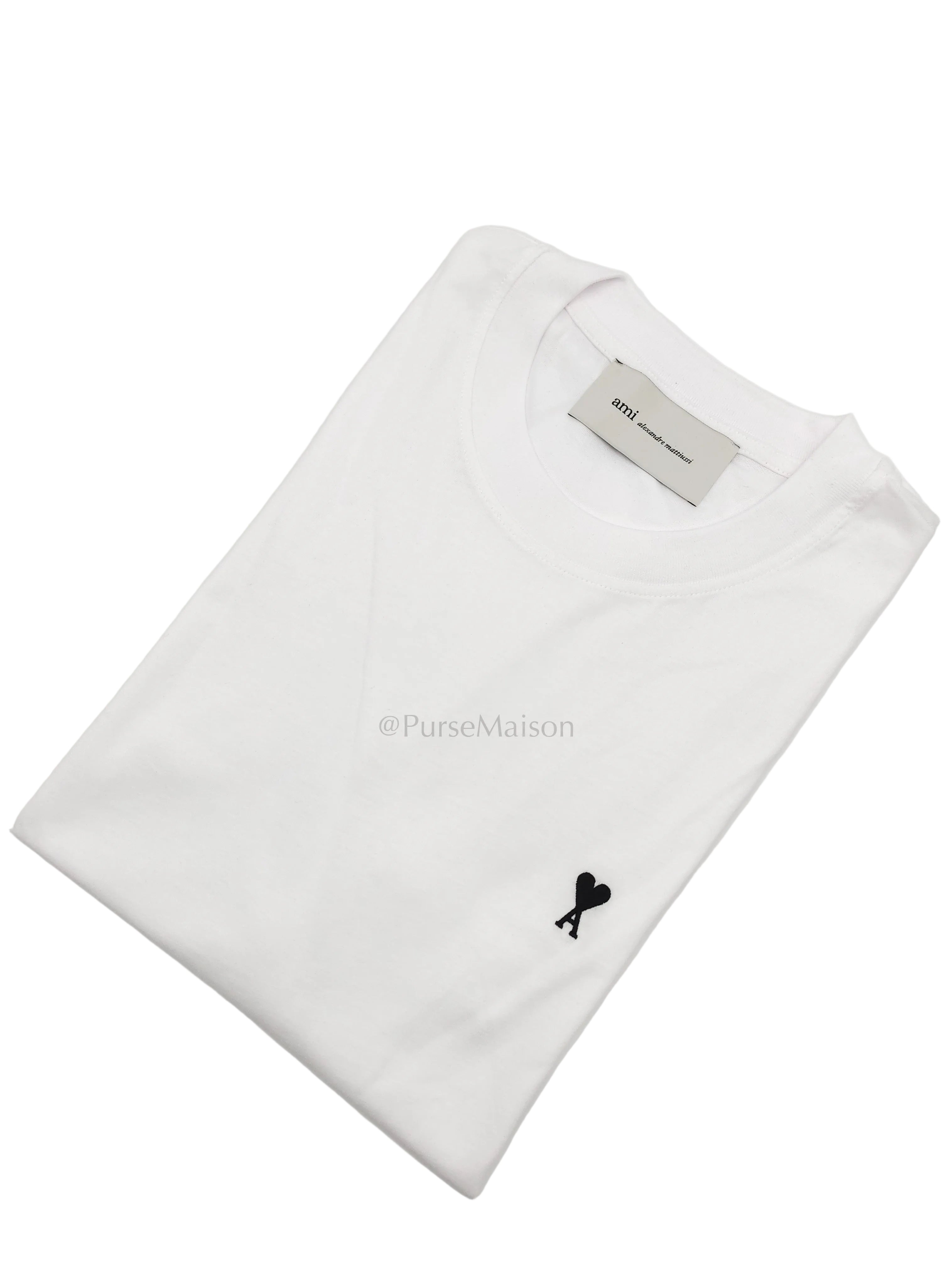 Ami De Coeur Cotton T-Shirt in White Size Large | Purse Maison Luxury Bags Shop