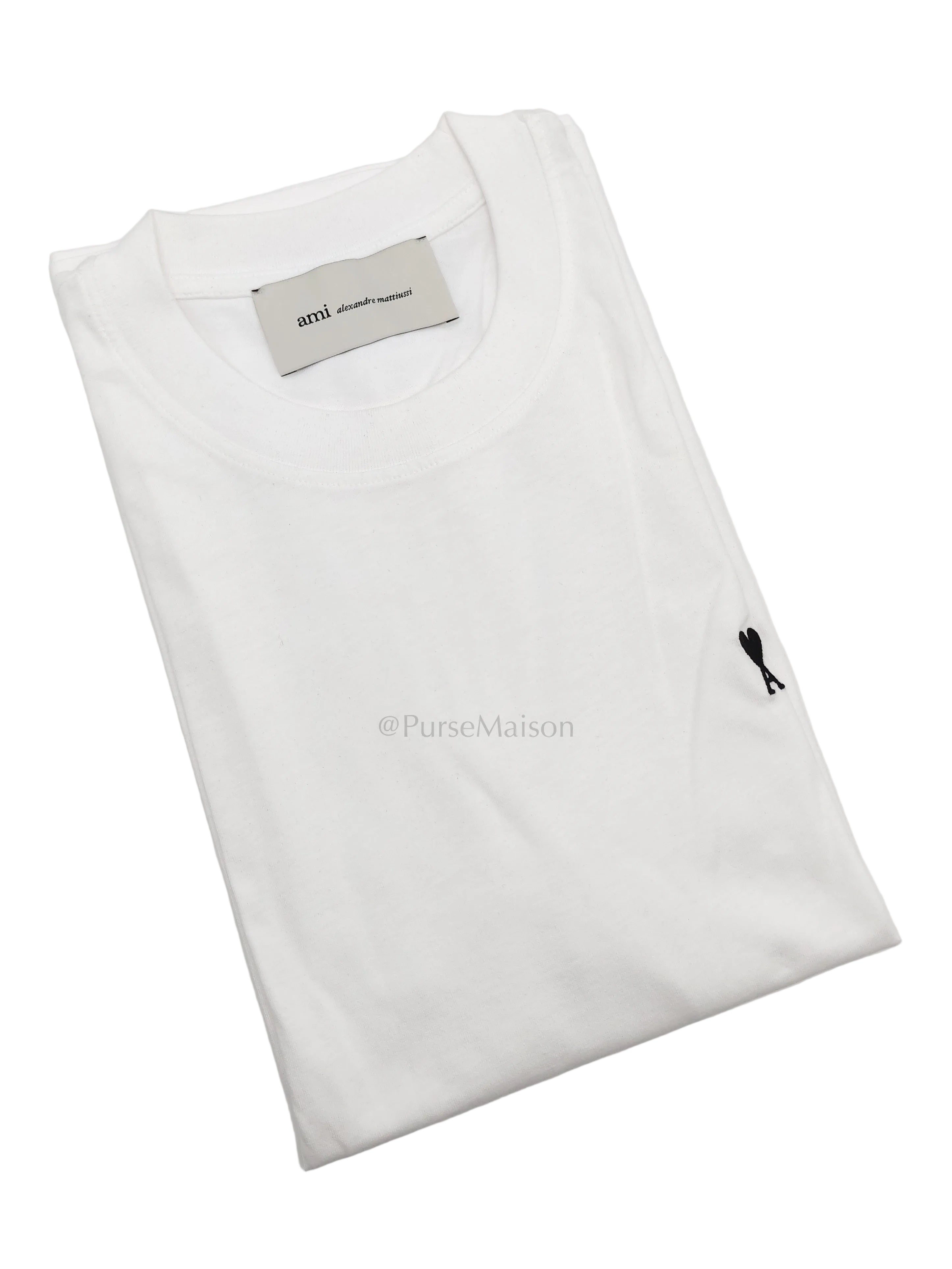 Ami De Coeur Cotton T-Shirt in White Size Medium | Purse Maison Luxury Bags Shop