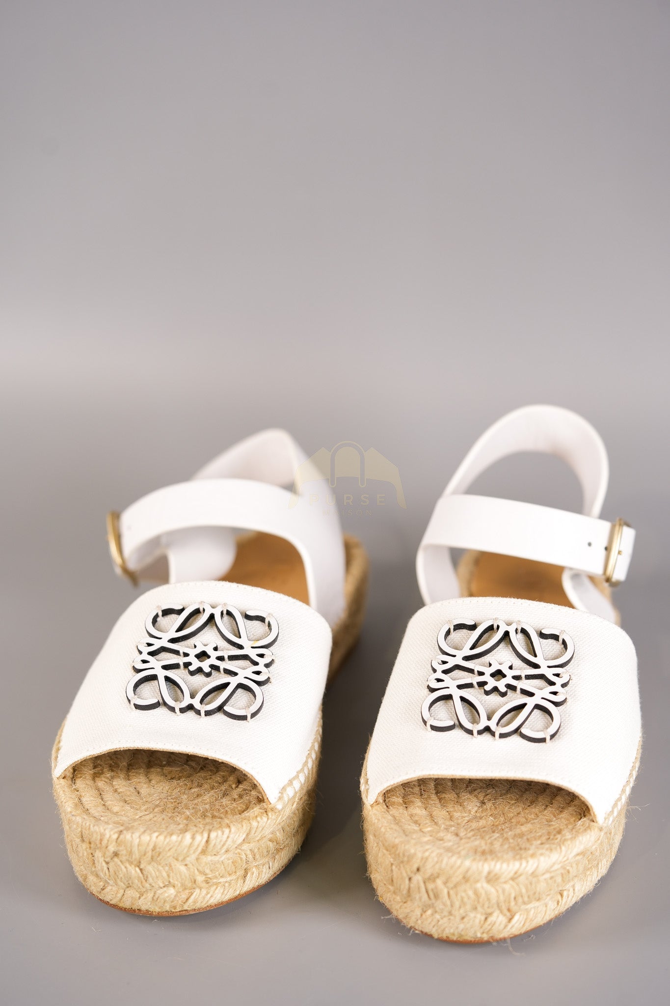 Anagram White Canvas Mule Sandals Size 37EU (24cm) | Purse Maison Luxury Bags Shop