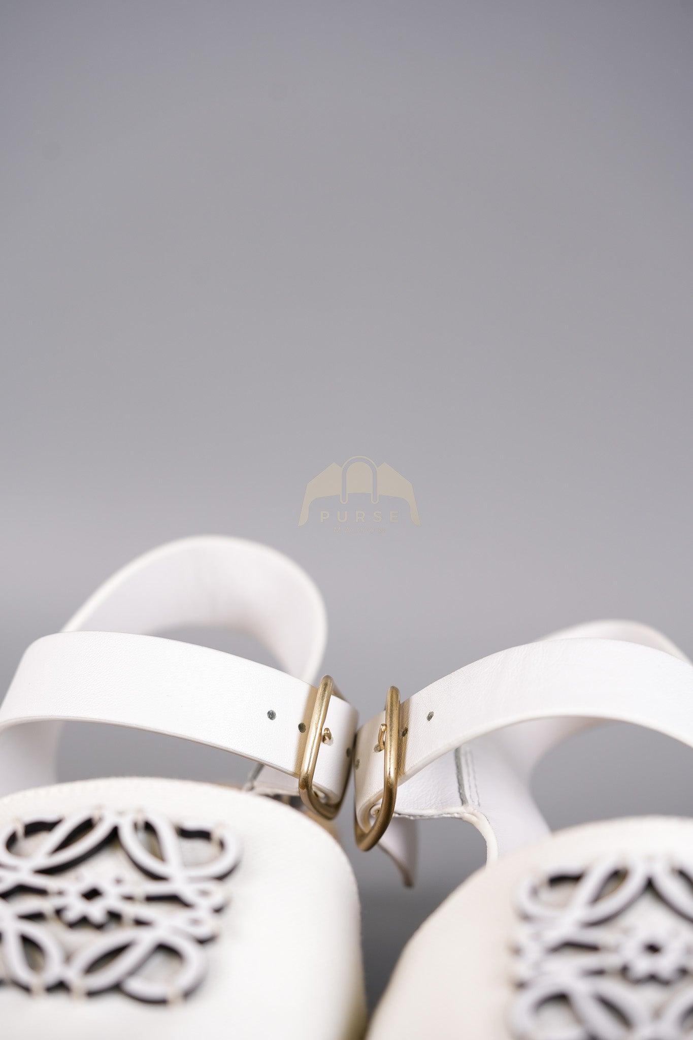 Anagram White Canvas Mule Sandals Size 37EU (24cm) | Purse Maison Luxury Bags Shop