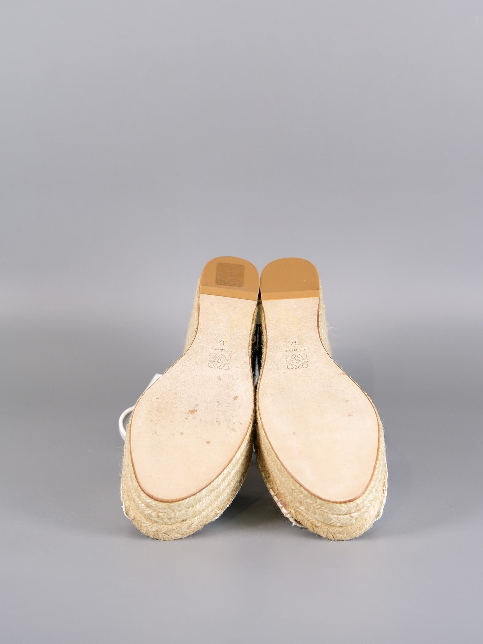 Anagram White Canvas Wedge Sandals Size 37EU (24cm) | Purse Maison Luxury Bags Shop