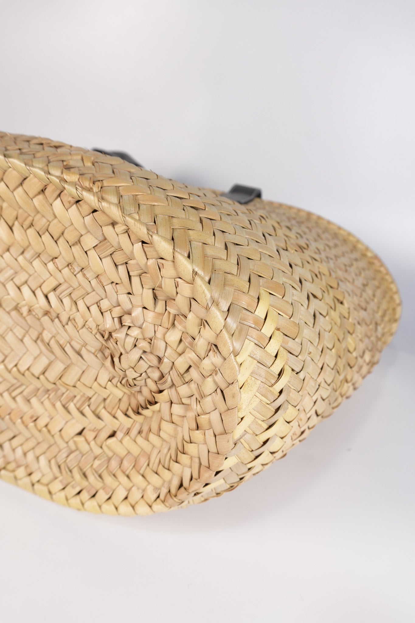 Anagram Woven Raffia Basket Bag & Black Leather | Purse Maison Luxury Bags Shop