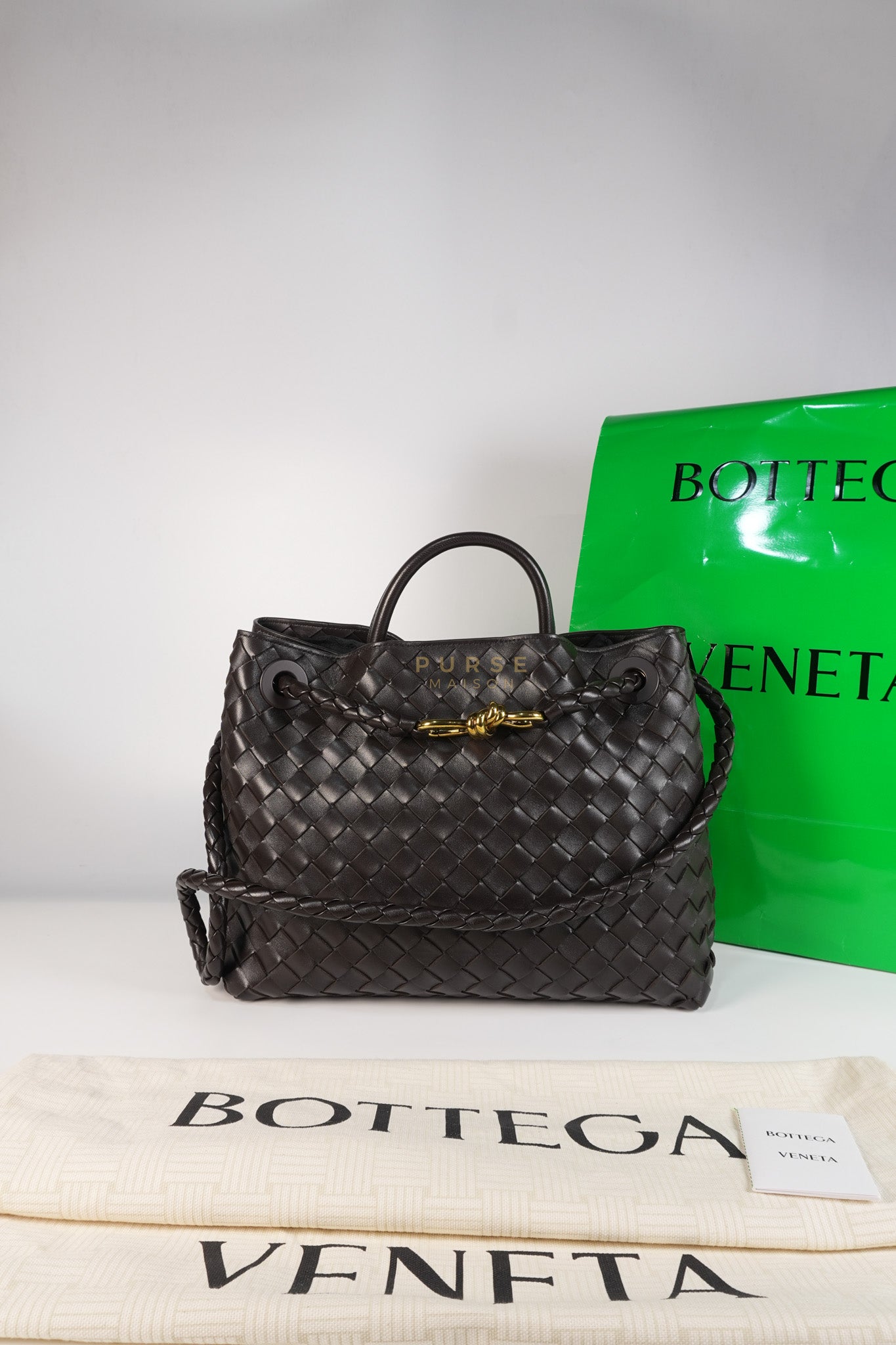 Andiamo Medium in Fondant Intrecciato Nappa Leather | Purse Maison Luxury Bags Shop