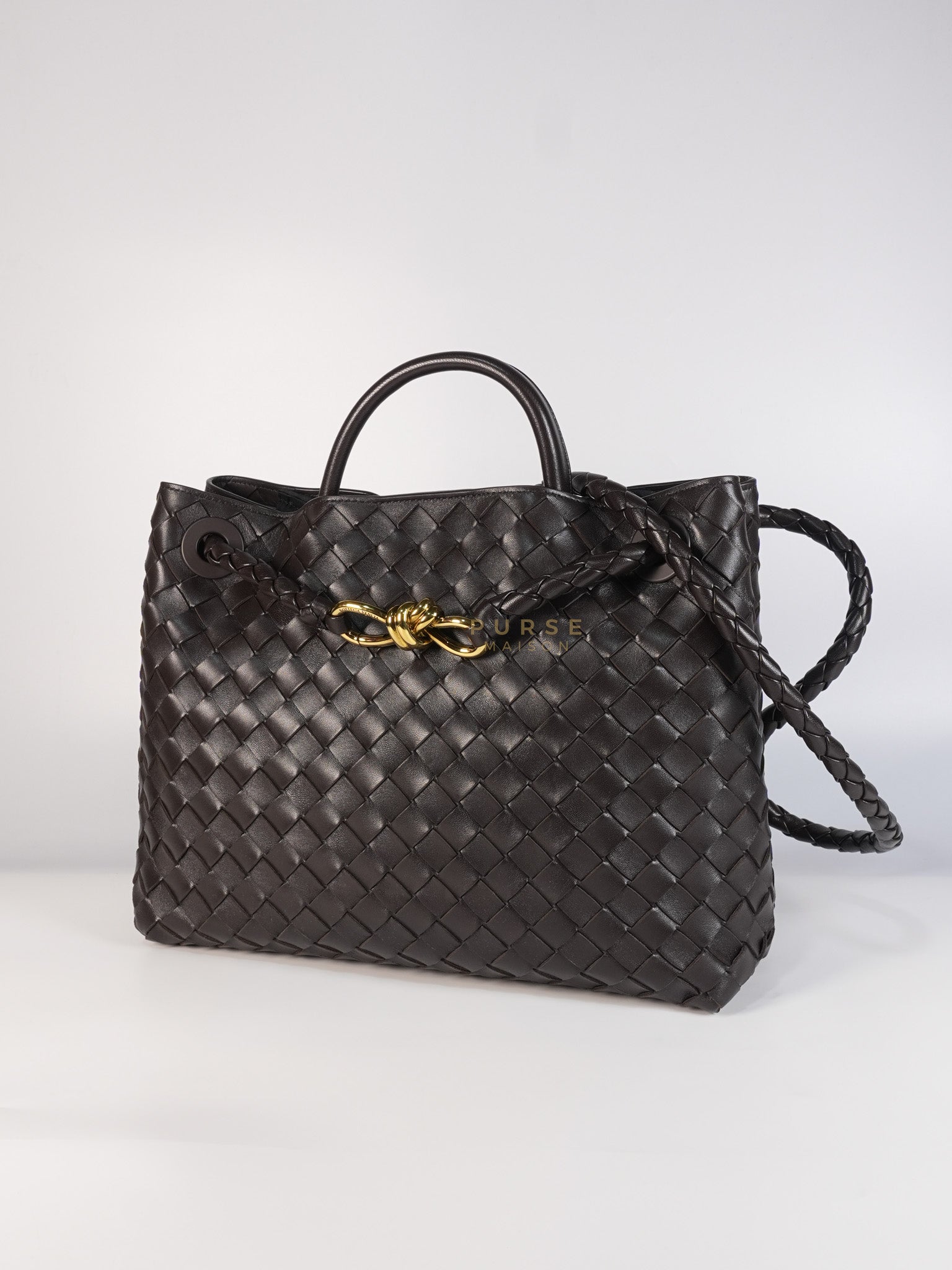 Andiamo Medium in Fondant Intrecciato Nappa Leather | Purse Maison Luxury Bags Shop