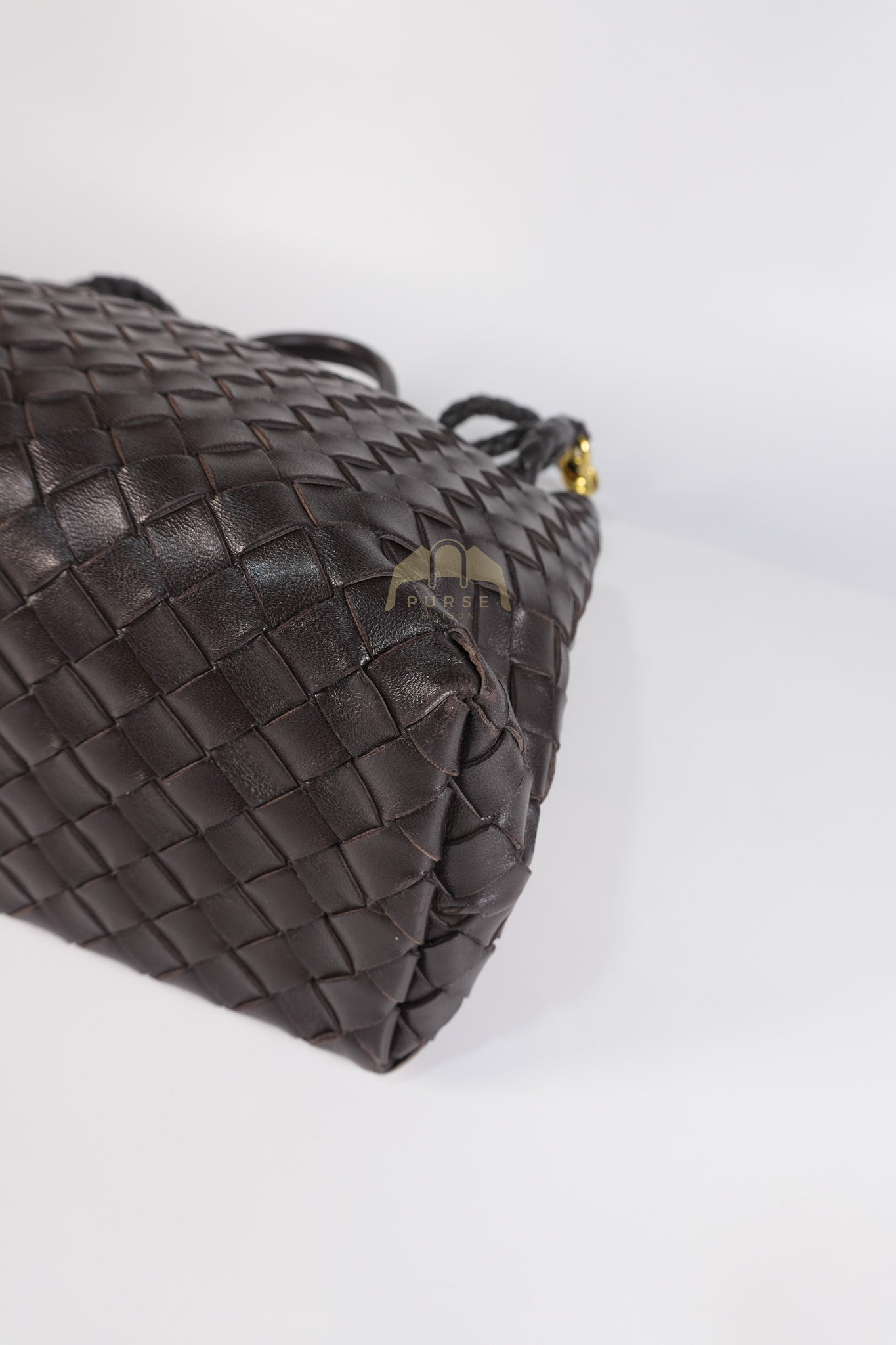 Andiamo Medium Tote Bag in Dark Brown Intrecciato Leather & Gold Hardware | Purse Maison Luxury Bags Shop