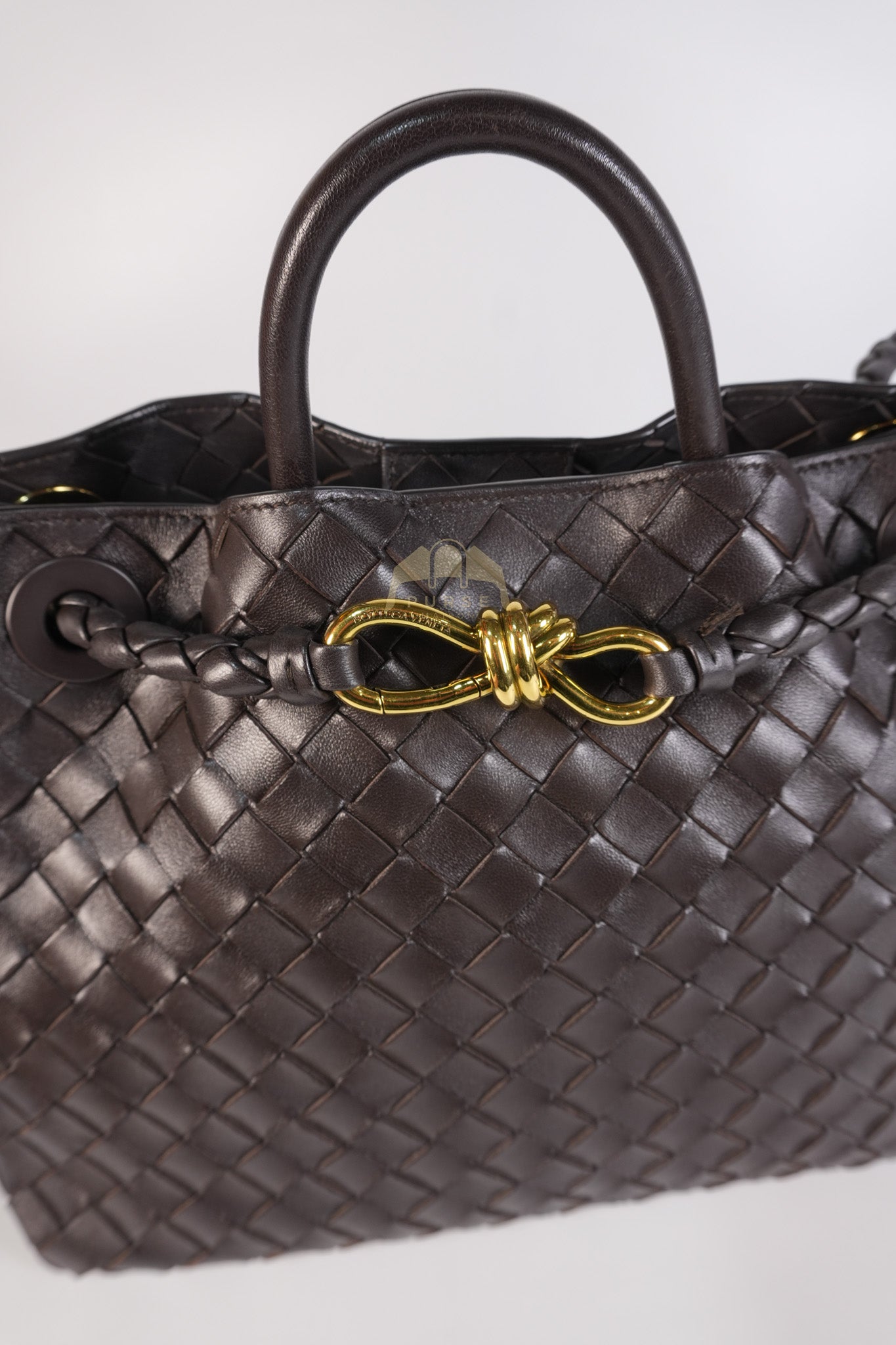 Andiamo Medium Tote Bag in Dark Brown Intrecciato Leather & Gold Hardware | Purse Maison Luxury Bags Shop