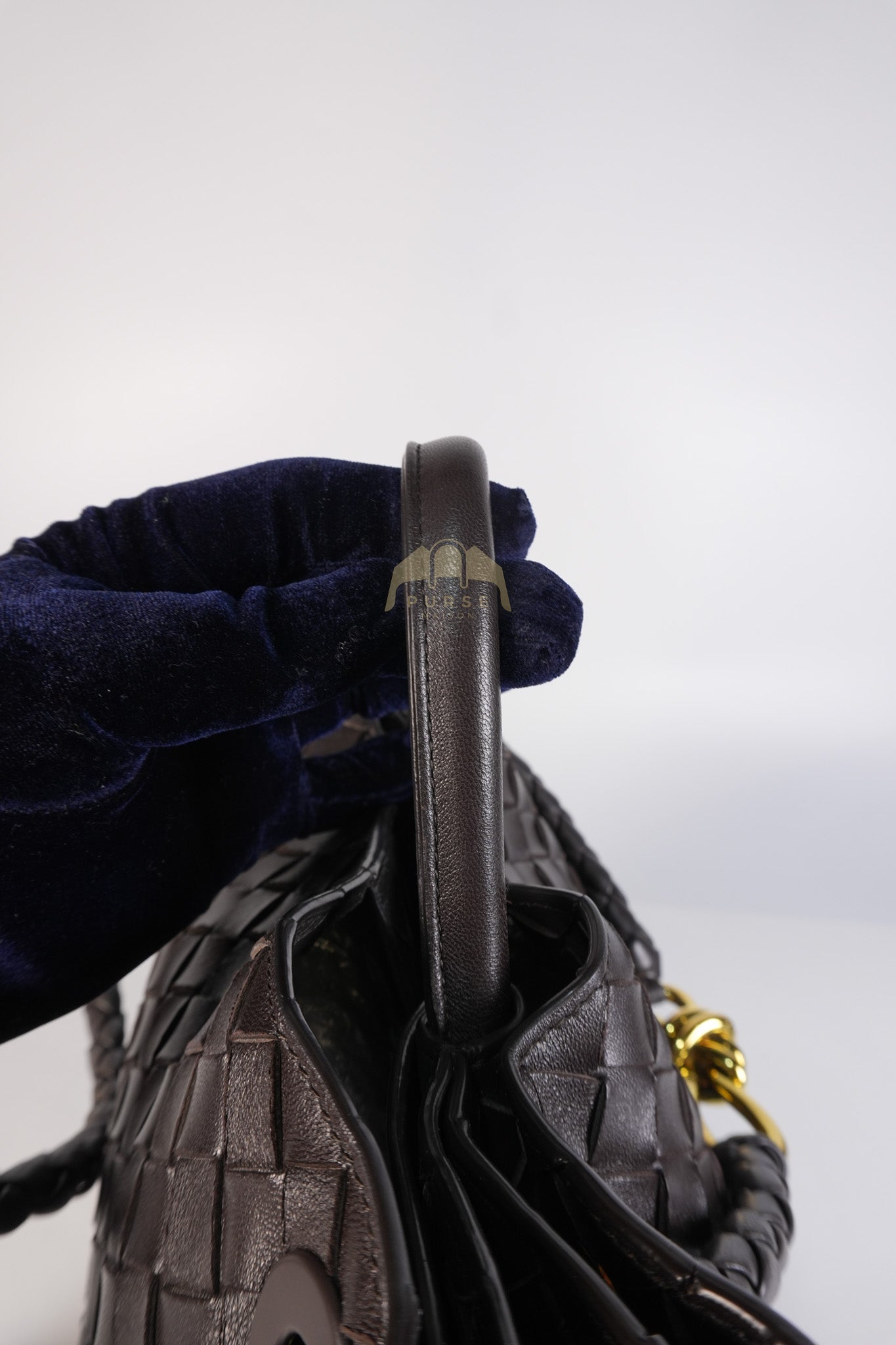 Andiamo Medium Tote Bag in Dark Brown Intrecciato Leather & Gold Hardware | Purse Maison Luxury Bags Shop