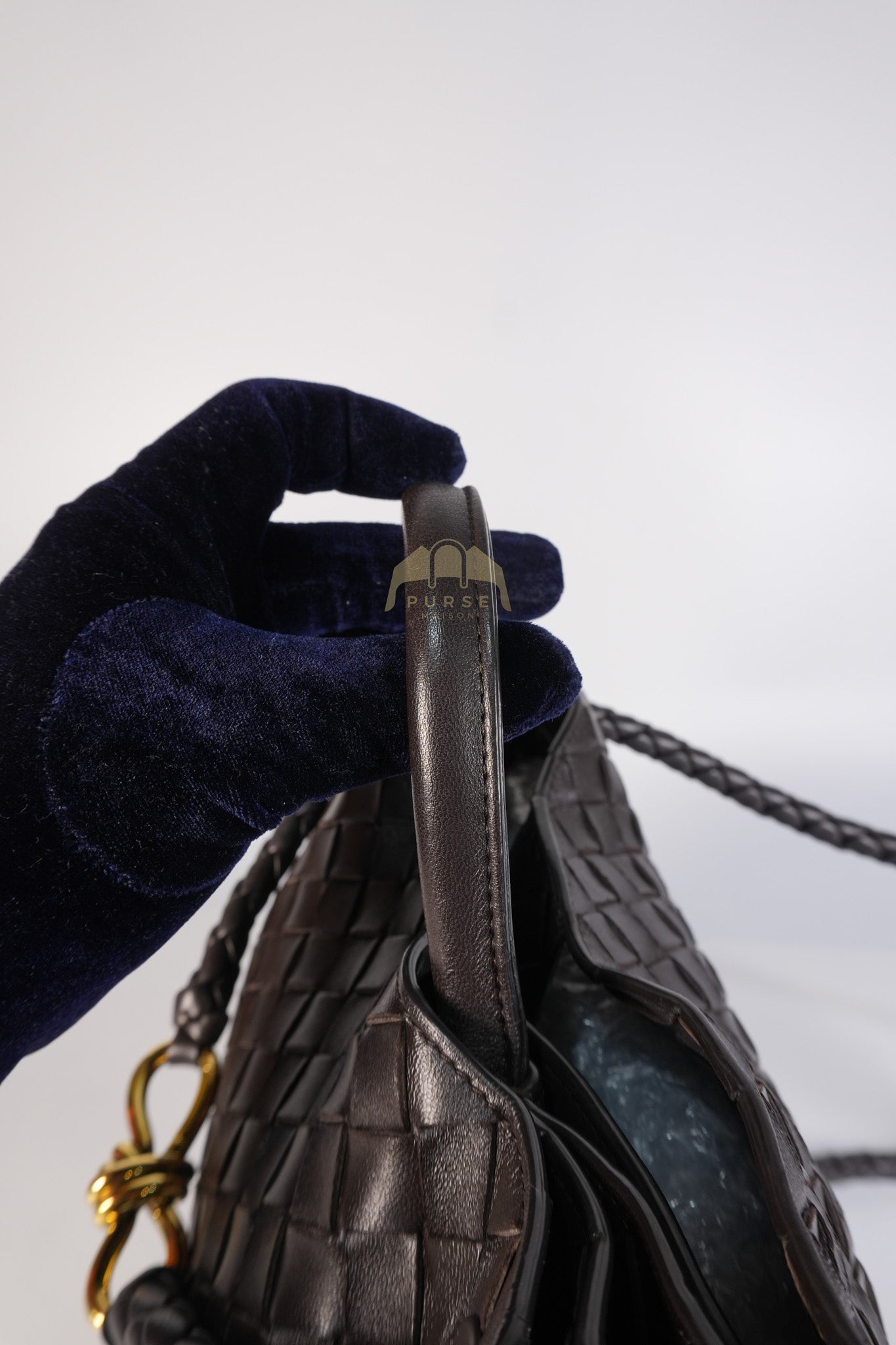 Andiamo Medium Tote Bag in Dark Brown Intrecciato Leather & Gold Hardware | Purse Maison Luxury Bags Shop