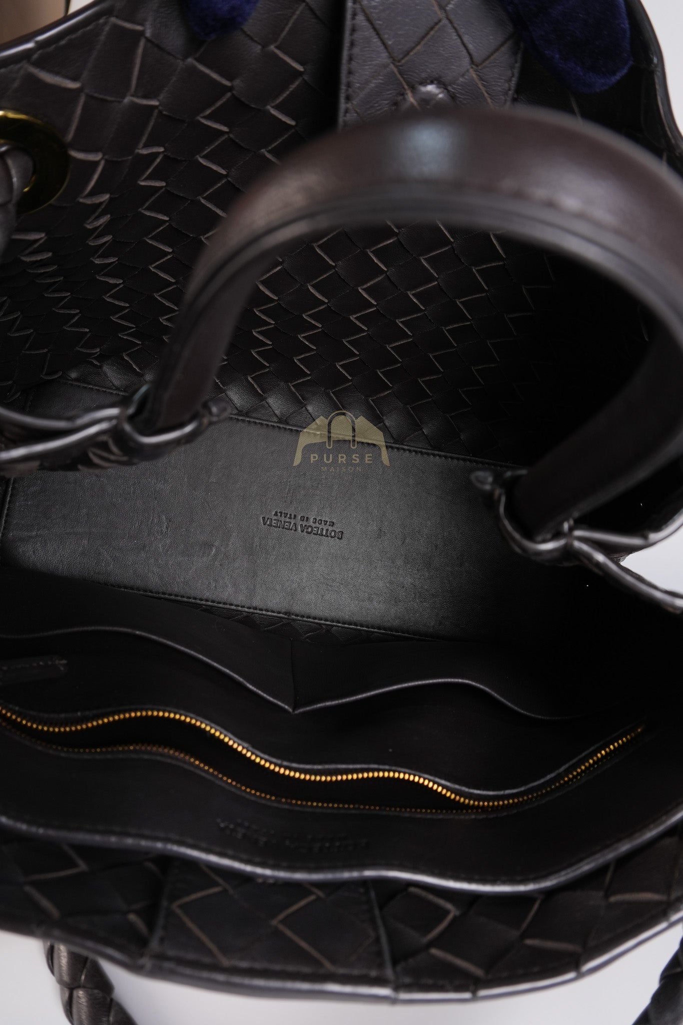 Andiamo Medium Tote Bag in Dark Brown Intrecciato Leather & Gold Hardware | Purse Maison Luxury Bags Shop