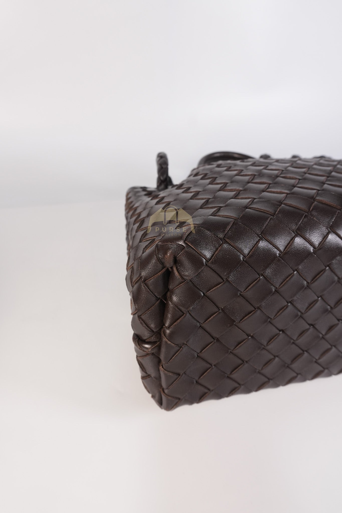 Andiamo Medium Tote Bag in Dark Brown Intrecciato Leather & Gold Hardware | Purse Maison Luxury Bags Shop