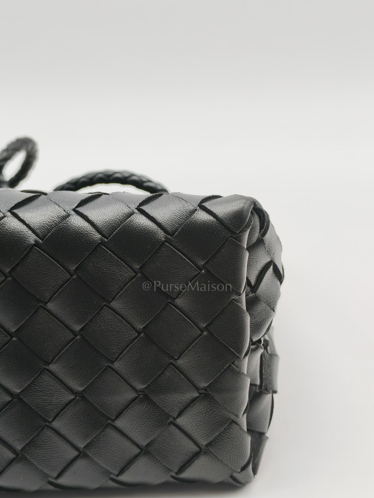 Andiamo Small in Black Intrecciato Leather Shoulder Bag | Purse Maison Luxury Bags Shop