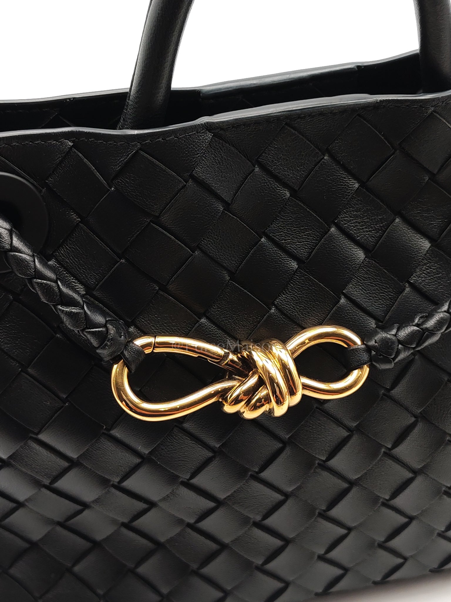 Andiamo Small in Black Intrecciato Leather Shoulder Bag | Purse Maison Luxury Bags Shop